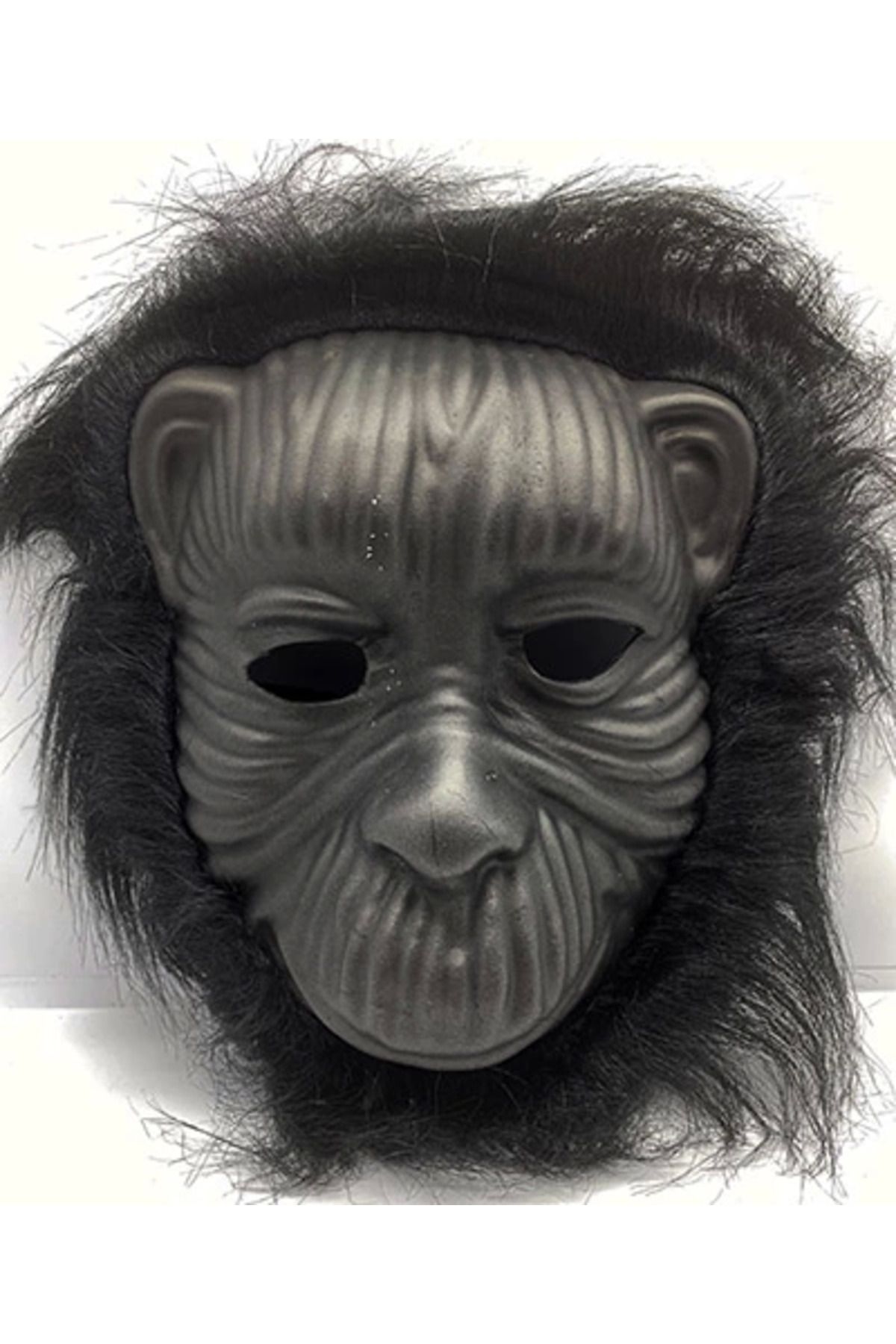 YNT İthalat Siyah Renk Eva Goril Maskesi - Siyah Peluşlu Tüylü Orangutan Maskesi