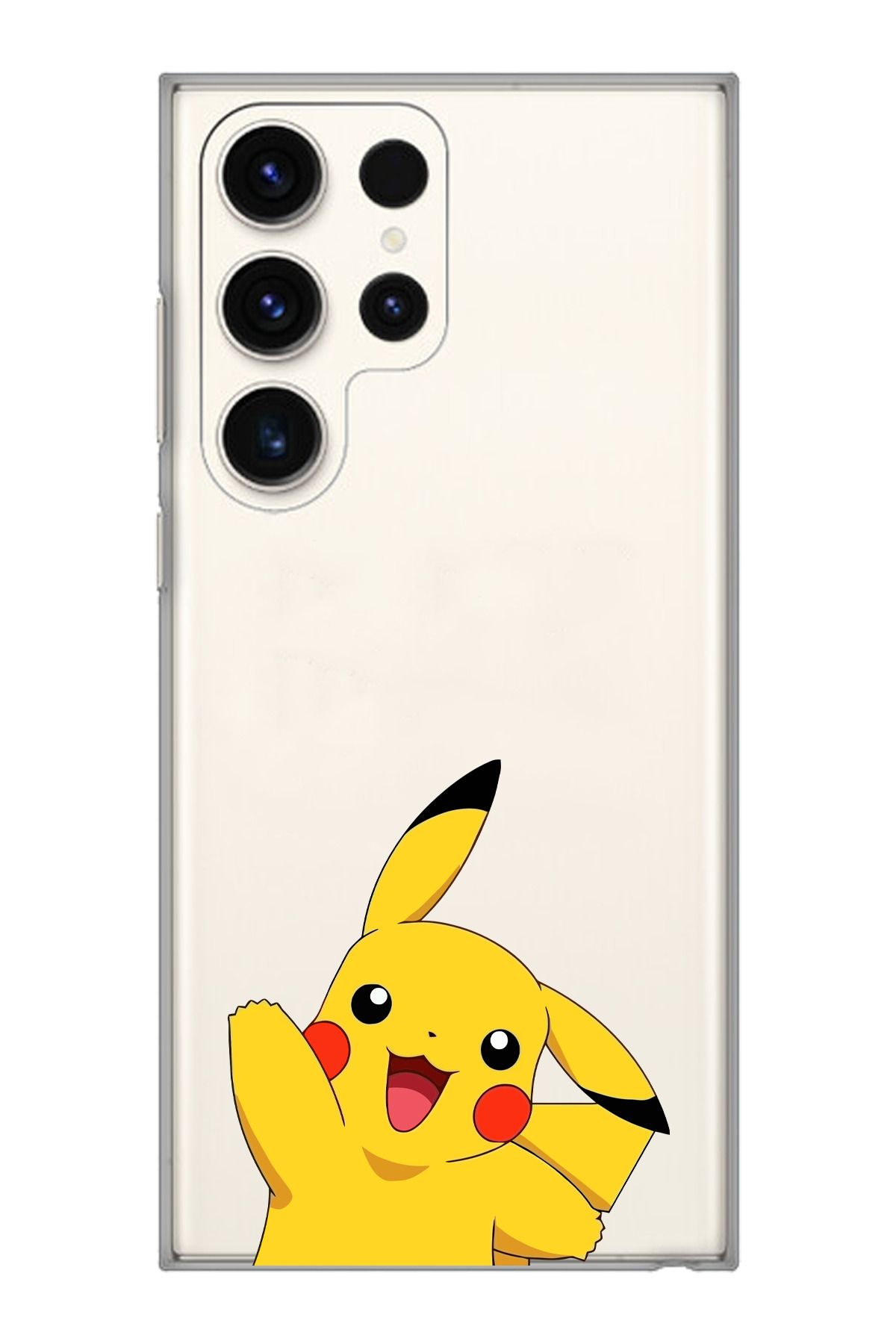 moonset Samsung Galaxy S23 Ultra Uyumlu Pikachu Tasarımlı Baskılı Şeffaf Telefon Kılıfı
