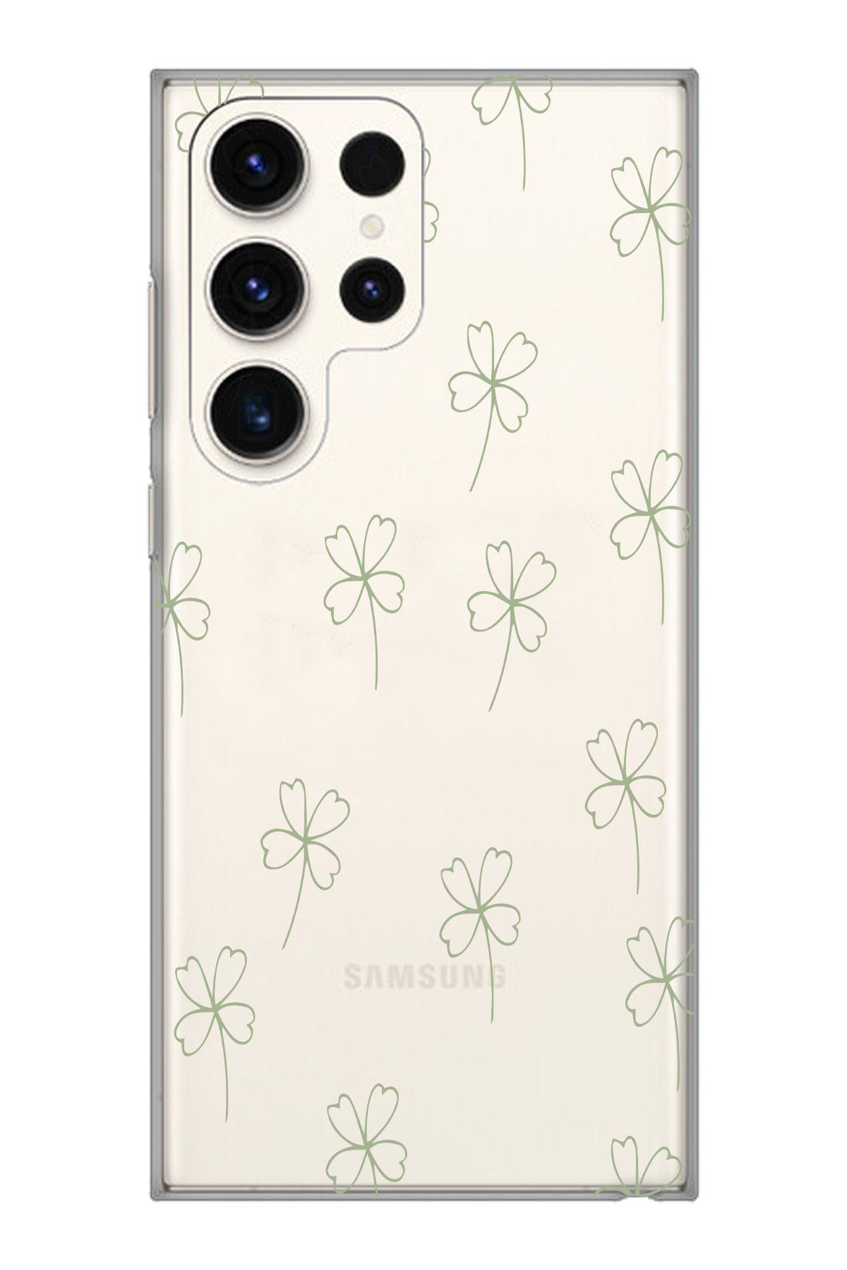 moonset Samsung Galaxy S25 Ultra Uyumlu Yonca Tasarımlı Baskılı Şeffaf Telefon Kılıfı