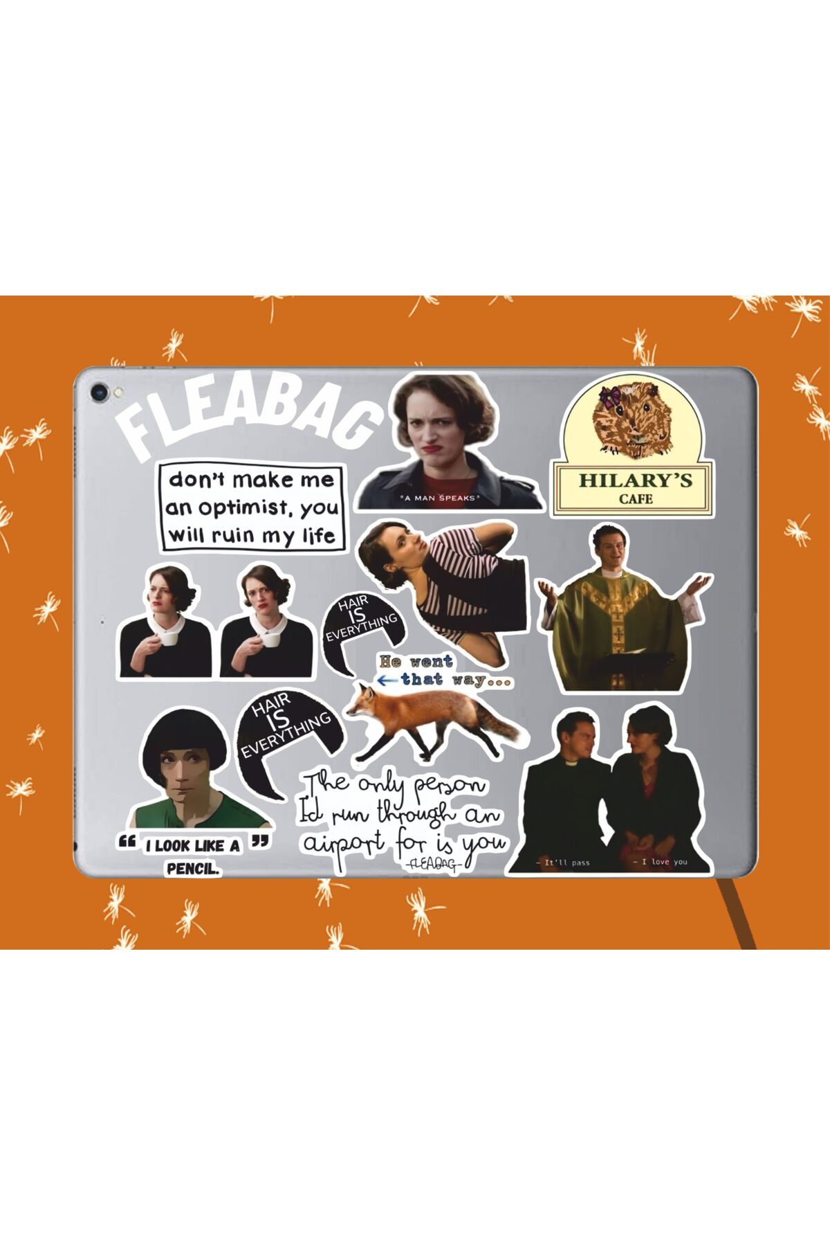 hediyenebak Fleabag Seri 2 Sticker Seti | Laptop Ajanda PC Tablet Telefon Defter Etiket Bullet Journal