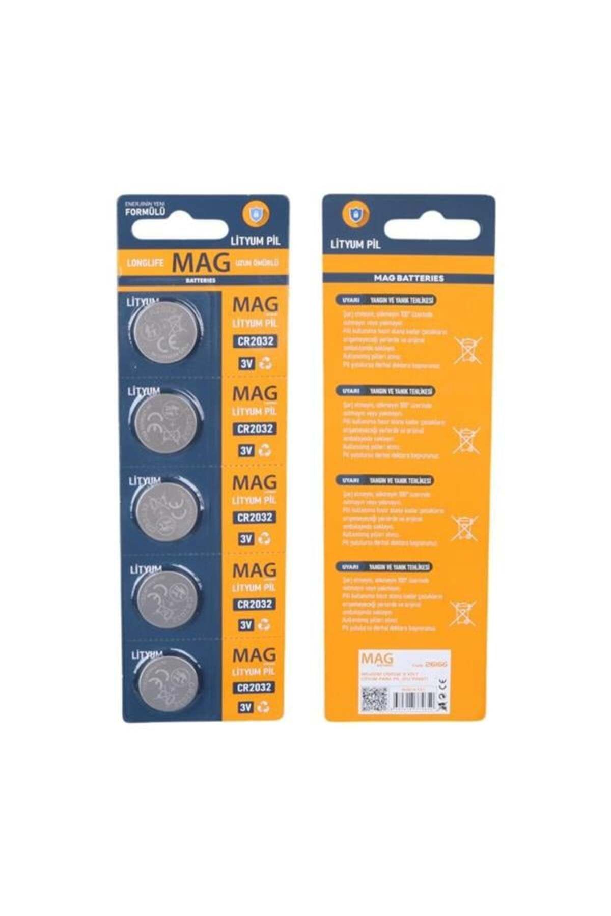 robotrend Mag Batteries Mg-2032 Para Pil Cr2032 3 Volt Lityum Para Pil (5'Li Paket)
