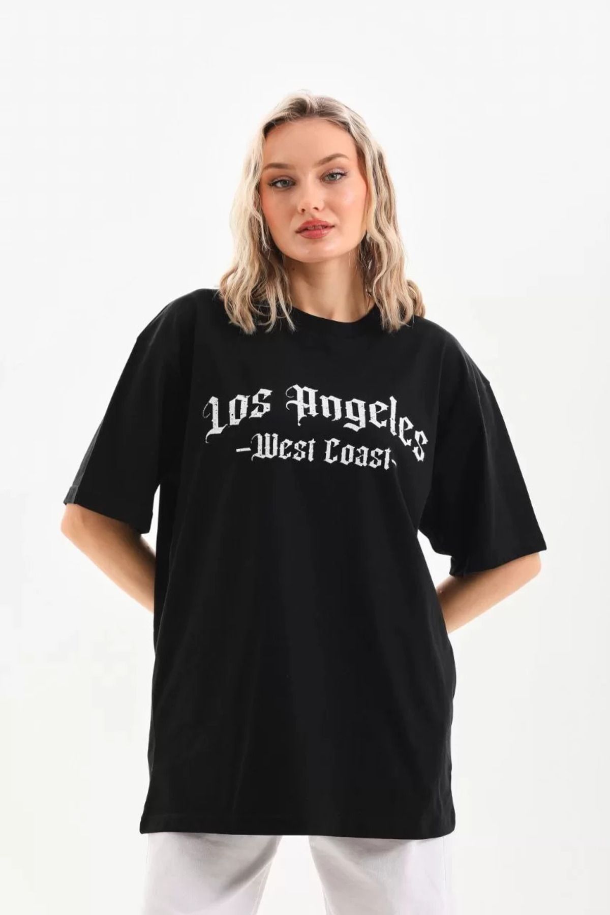FantaziAtölyesi Unisex Baskılı Oversize T-Shirt - Siyah