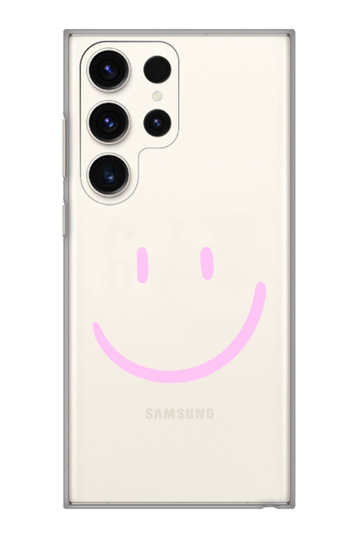 moonset Samsung Galaxy S24 Ultra Uyumlu Gülen Yüz Tasarımlı Baskılı Şeffaf Telefon Kılıfı
