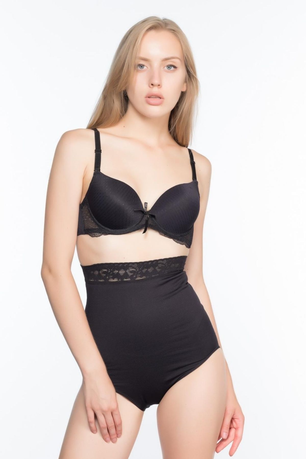Nemere SİYAH MI Emay 2028 Dantelli Yüksek Bel Slip Korse