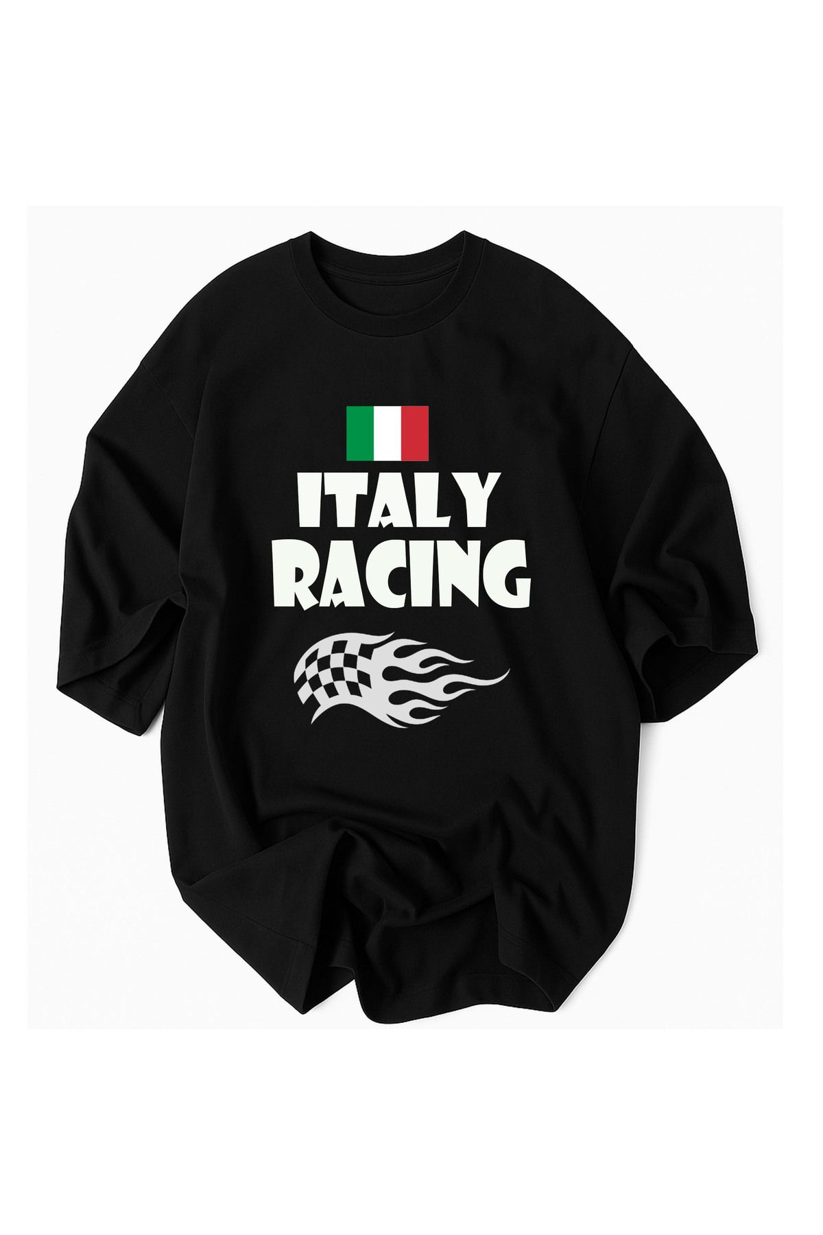 JDM Racıng Motorsport Yarış İtalya Tema Baskılı %100 Pamuklu Oversize Tshirt tişört