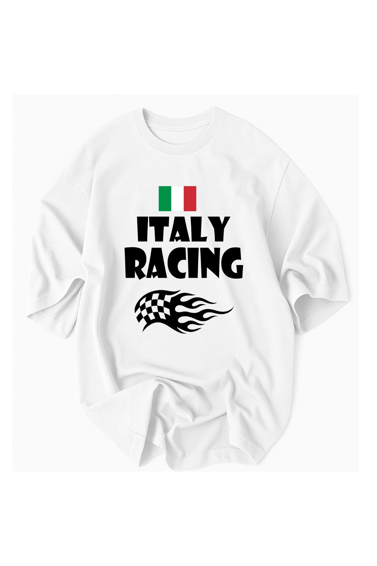 JDM Racıng Motorsport Yarış İtalya Tema Baskılı %100 Pamuklu Oversize Tshirt tişört