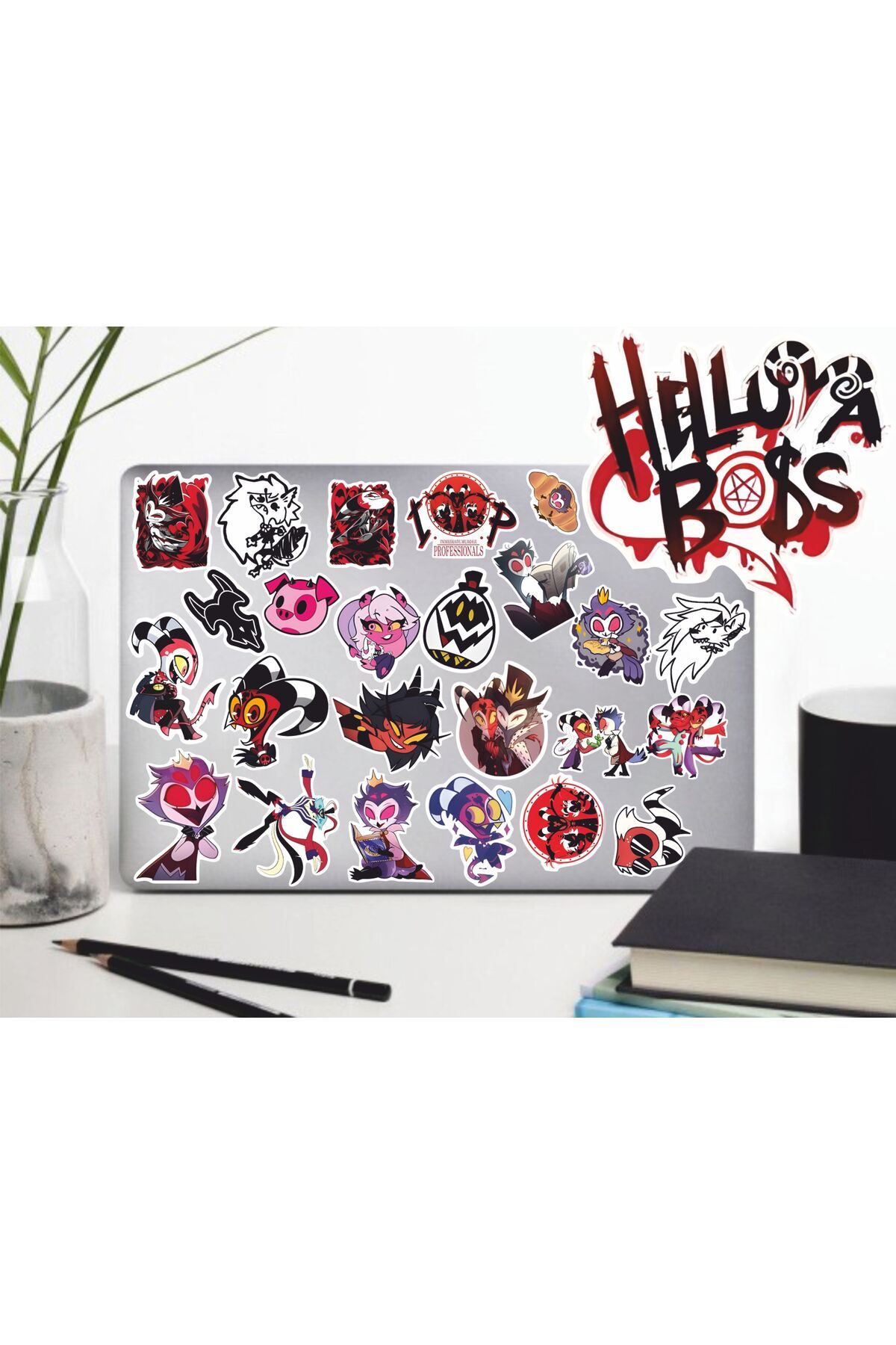 hediyenebak Helluva Boss Sticker Seti | Laptop Ajanda PC Tablet Telefon Defter Etiket Bullet Journal