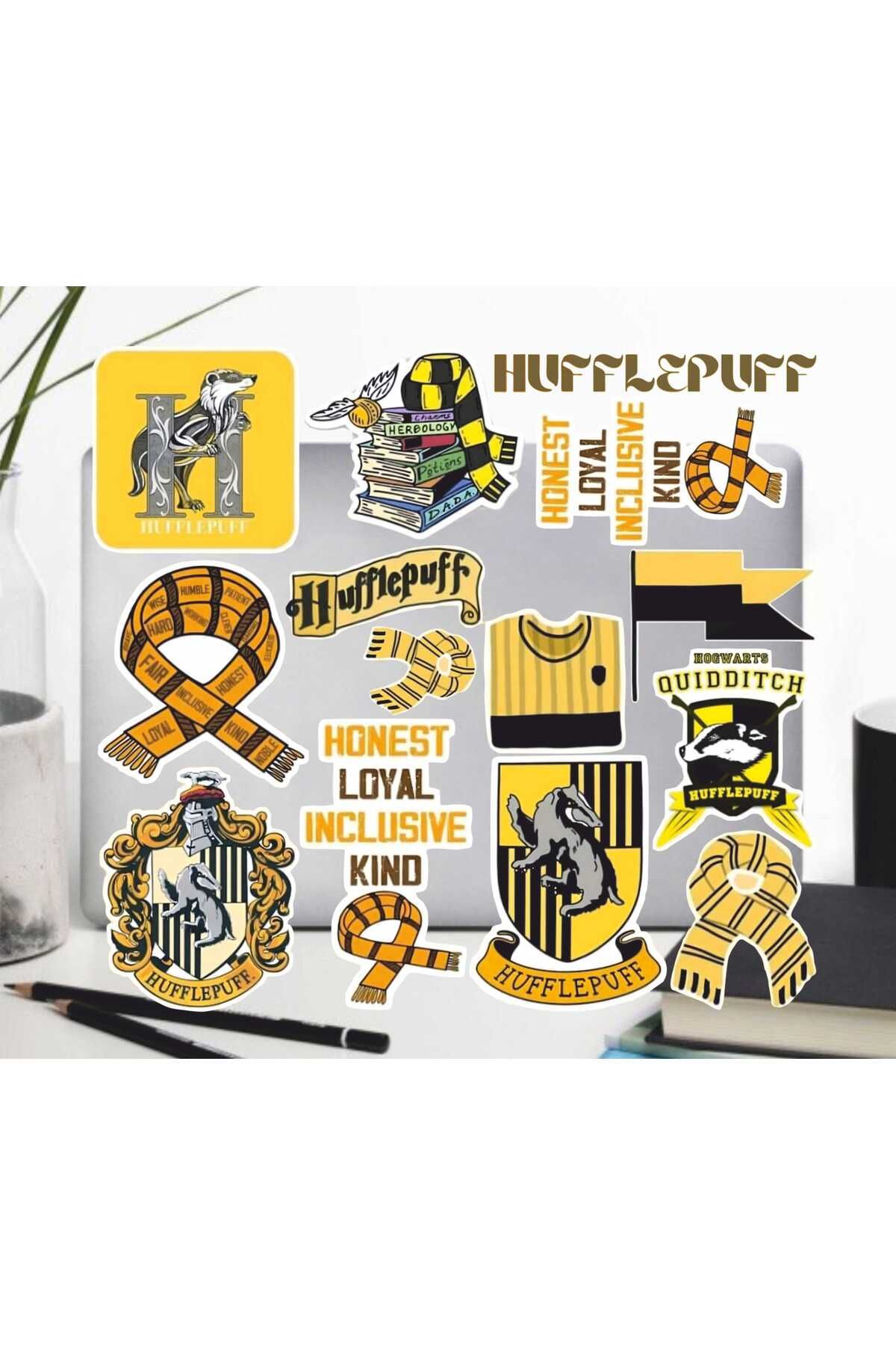 hediyenebak Harry Potter Hufflepuff Sticker Seti | Laptop Ajanda PC Tablet Telefon Defter Etiket Bullet Journal