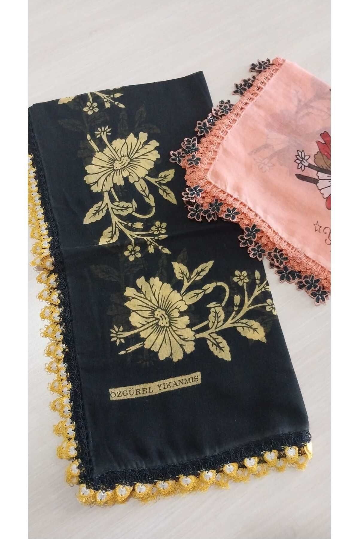 Papatyam El işi 2 Adet Tığ Oyalı Yazma/Tığ İşi Yazma/Vintage/Çeyizlik Yemeni/80x80/Pamuklu