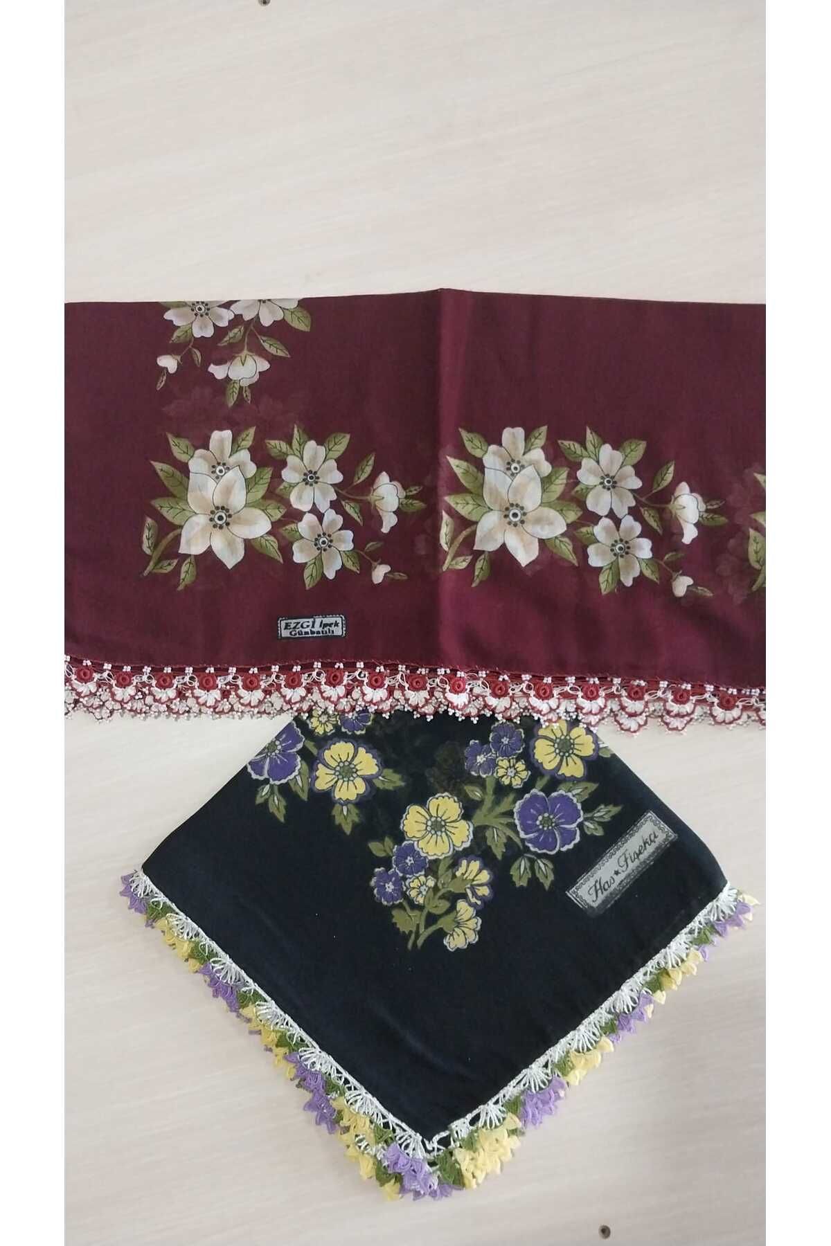 Papatyam El işi 2 Adet Tığ Oyalı Yazma/Tığ İşi Yazma/Vintage/Çeyizlik Yemeni/100x100/Pamuklu