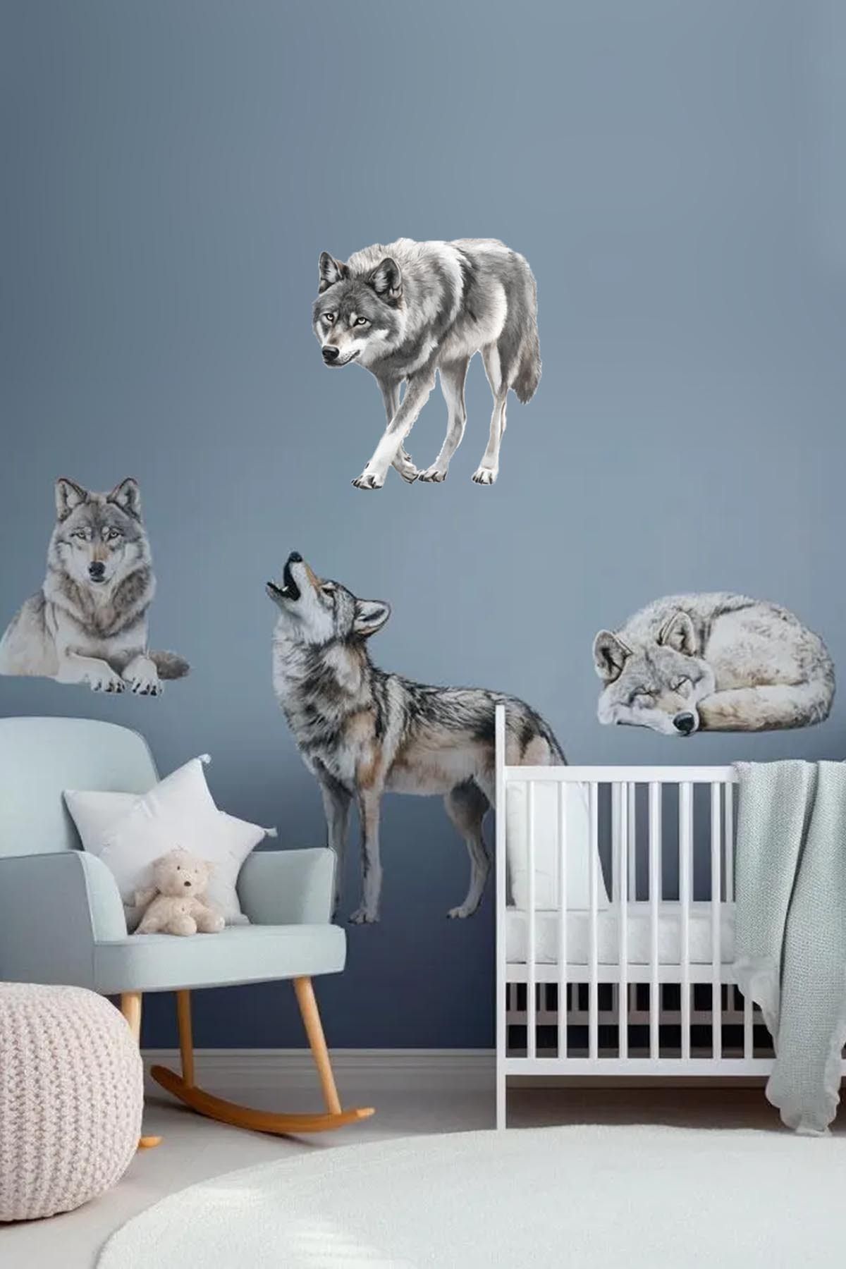 KT Decor Woodland Vahşi Kurtlar Duvar Sticker Seti