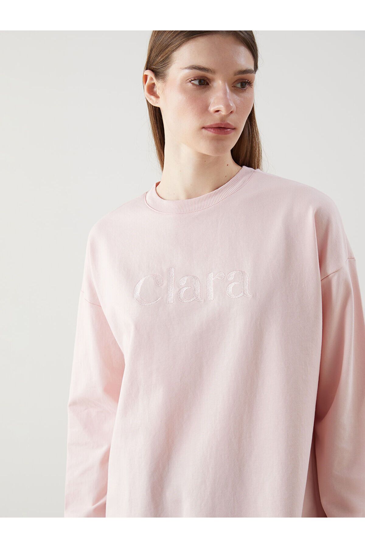 LC Waikiki Nakışlı Oversize Kadın Sweatshirt Tunik