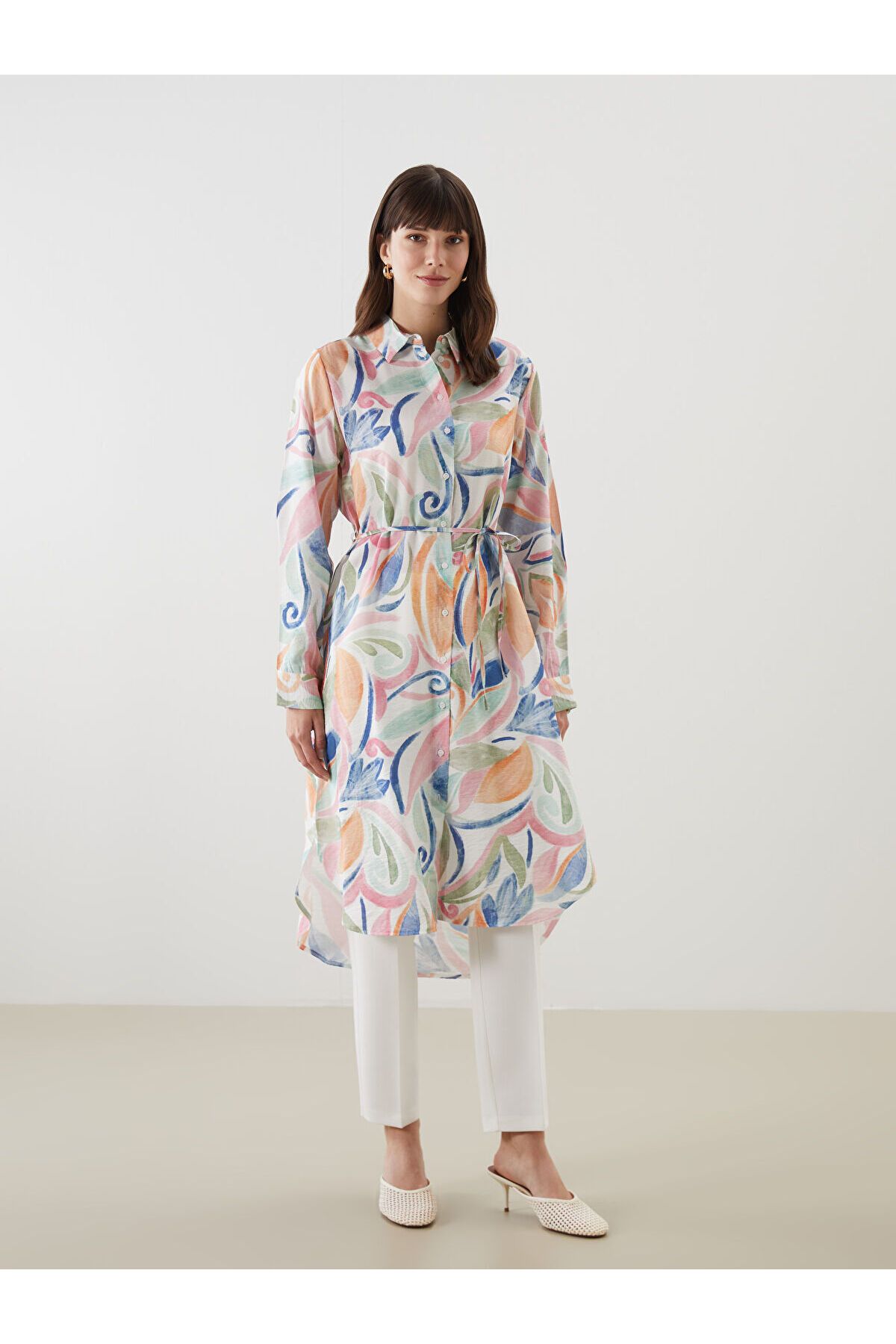 LC Waikiki Desenli Oversize Kadın Gömlek Tunik