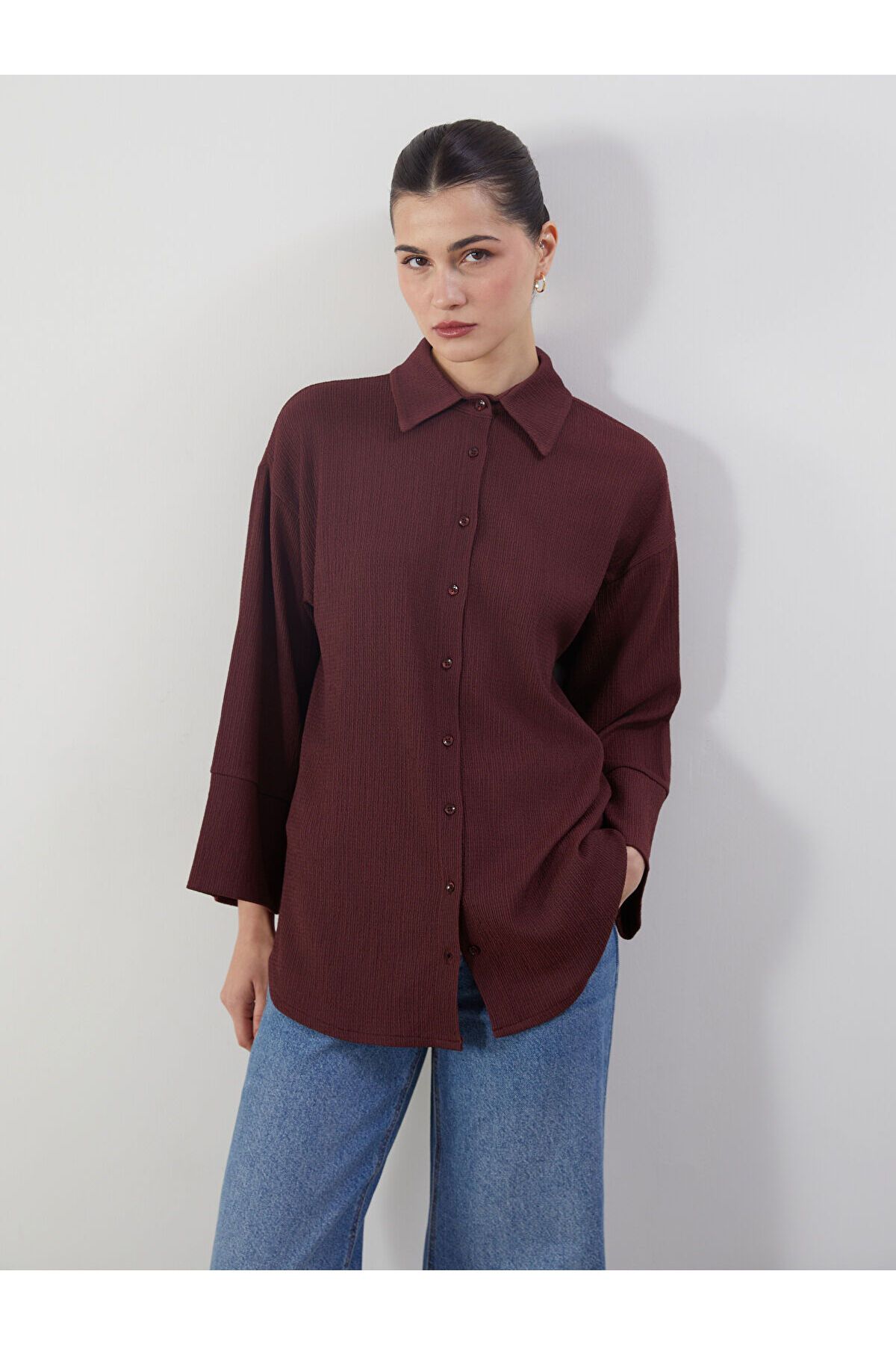 LC Waikiki Dokulu Oversize Kadın Gömlek Tunik