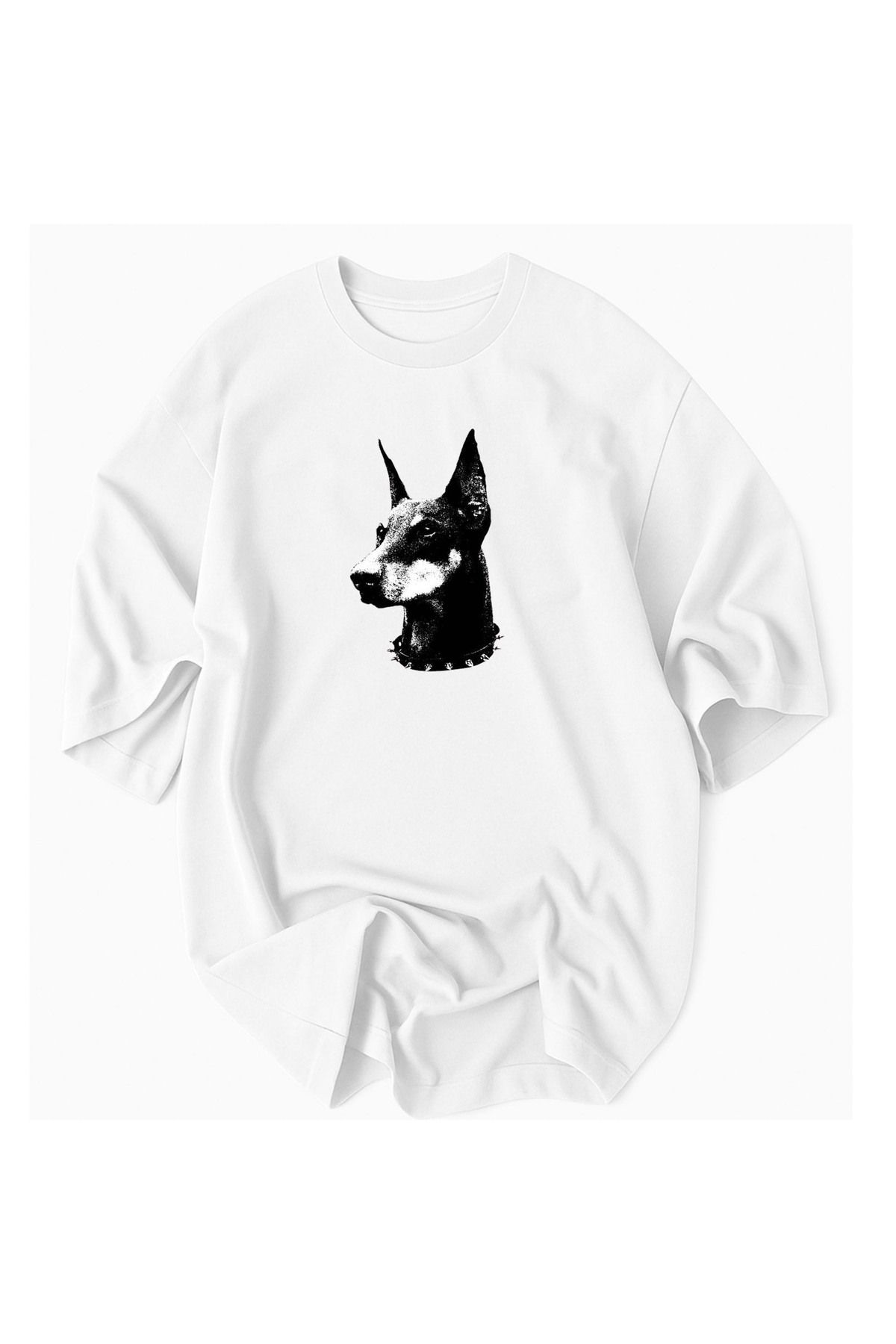JDM Kod Trend Korefanzin Köpek Tema Baskılı %100 Pamuklu Oversize Tshirt tişört