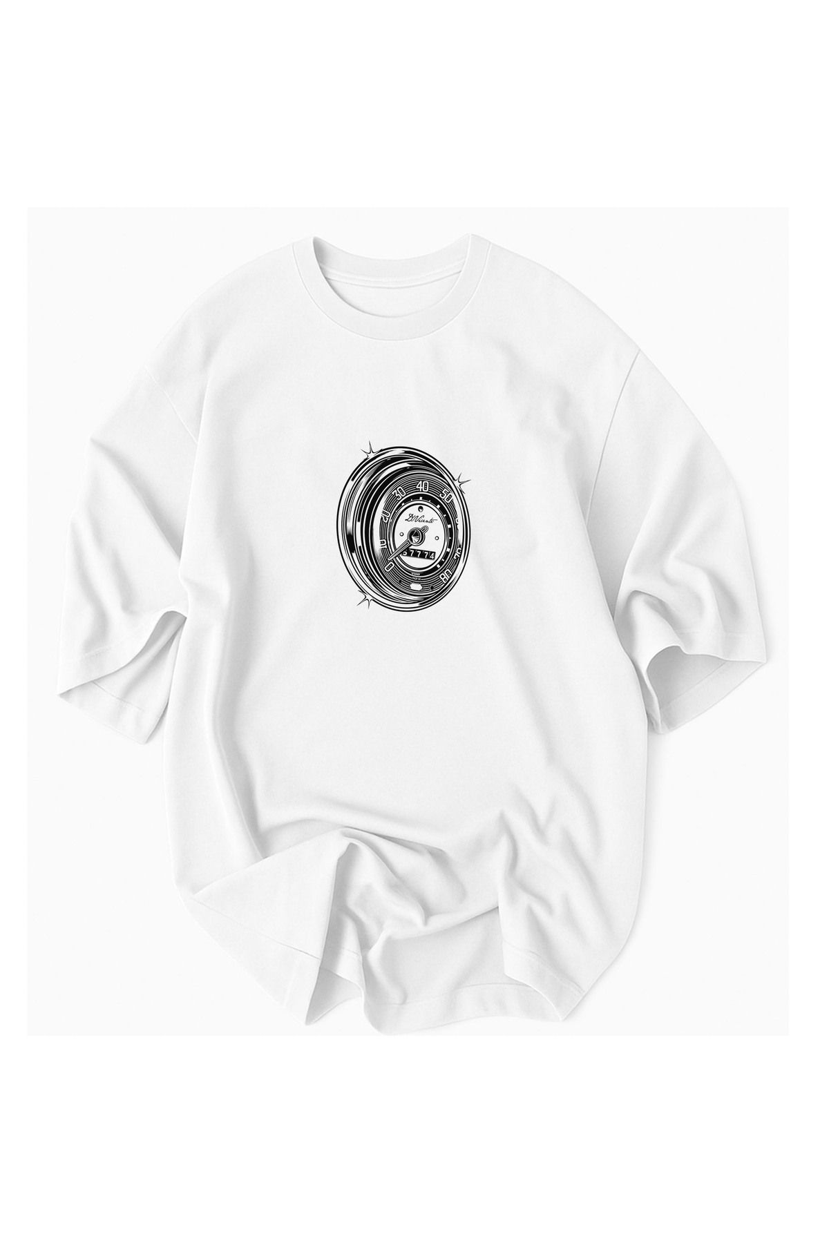 JDM Racıng Motorsport Yarış Klasik Kadran Tema Baskılı %100 Pamuklu Oversize Tshirt tişört