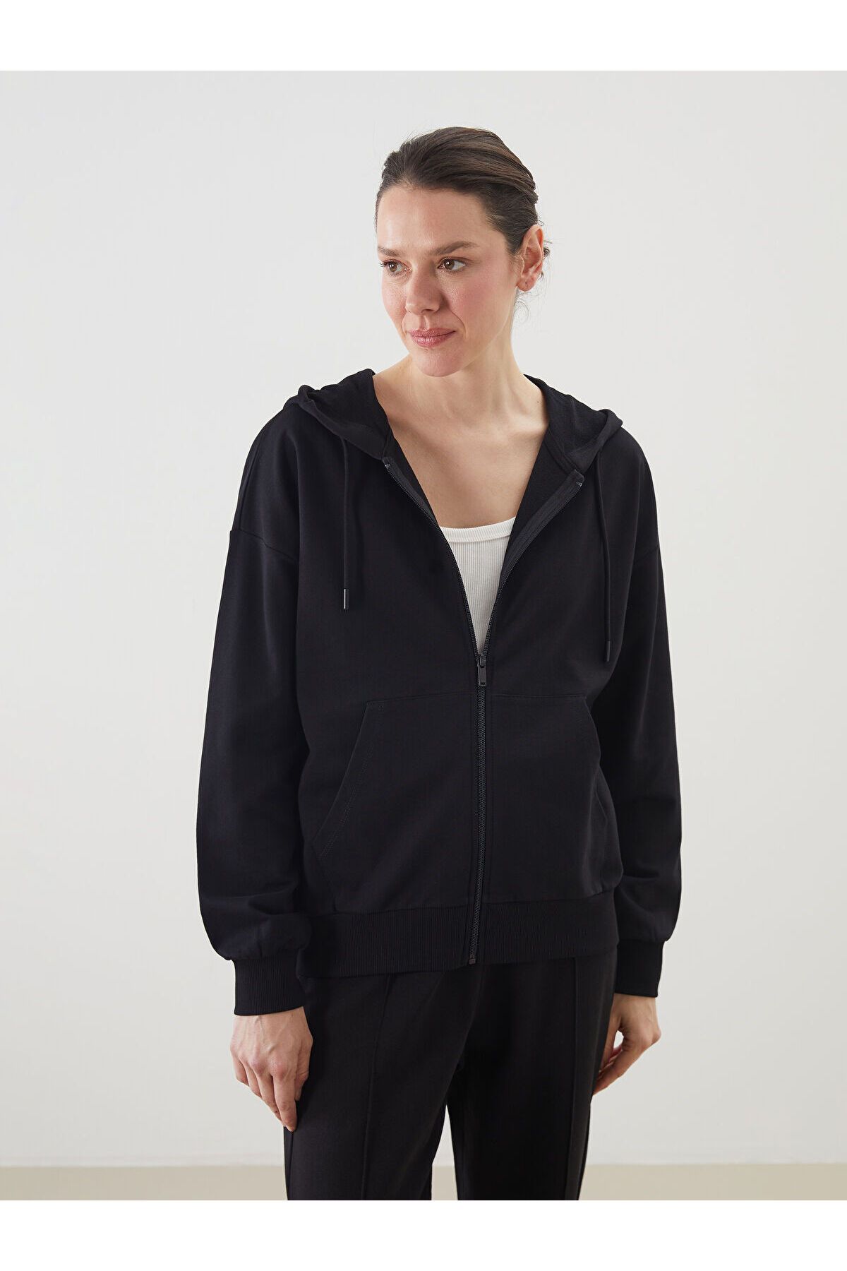 LC Waikiki Kapüşonlu Oversize Kadın Fermuarlı Sweatshirt