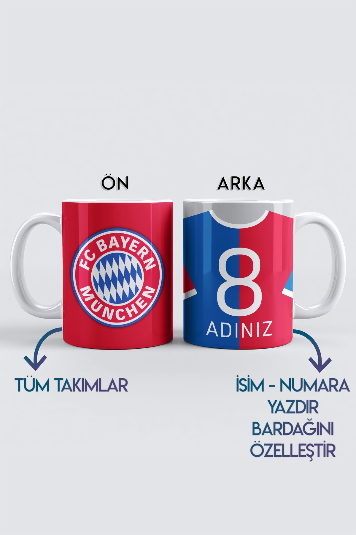 DekorHane Kişiye Özel Bayern Münih, Munchen Taraftar Baskılı Kupa Bardak, Tüm Takımlar