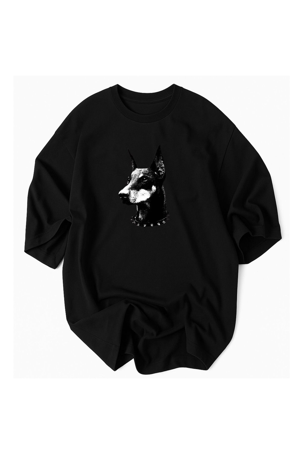 JDM Kod Trend Korefanzin Köpek Tema Baskılı %100 Pamuklu Oversize Tshirt tişört