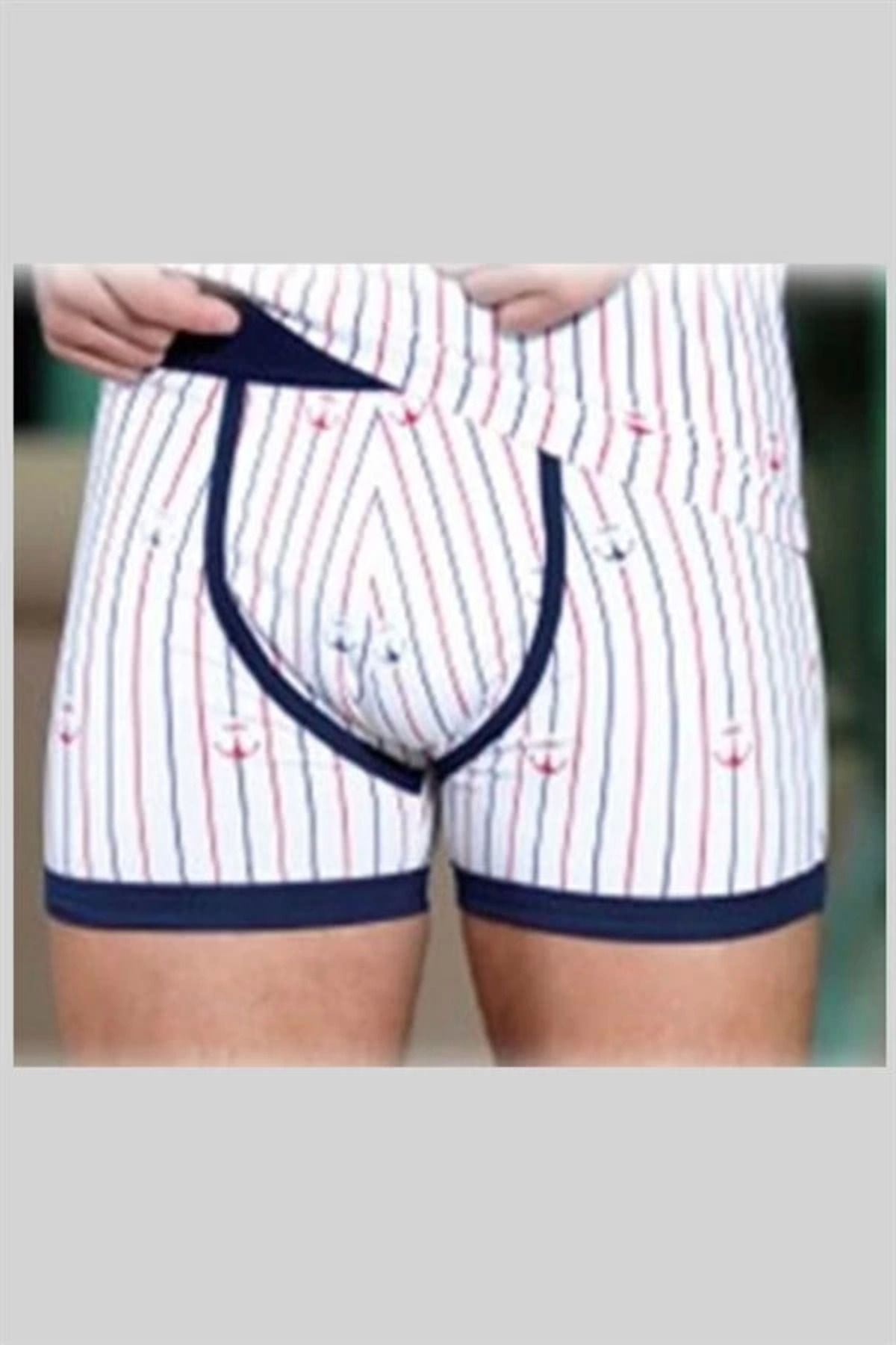 Shop58 Berrak Çapa Ve Çizgi Baskı Erkek Boxer 1107