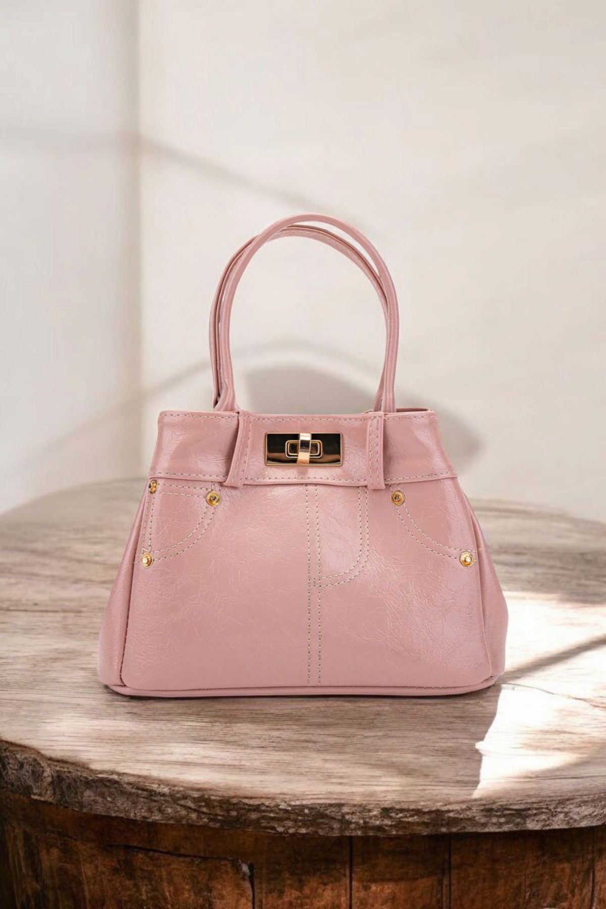Glemix Nepal Pembe Cilt Jean Model Tasarım Kadın El Ve Omuz Çantası
