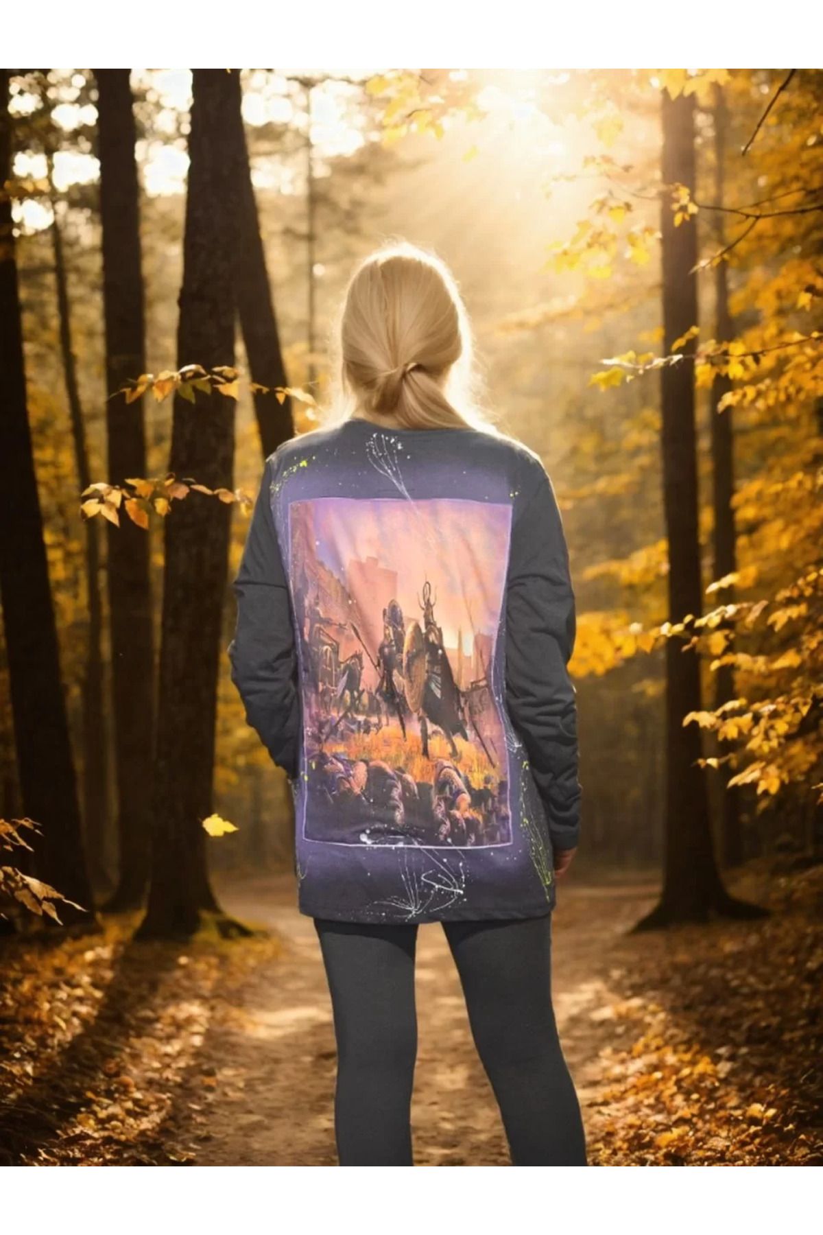 FantaziAtölyesi Unisex Bisiklet Yaka Uzun Kollu T-Shirt - Siyah
