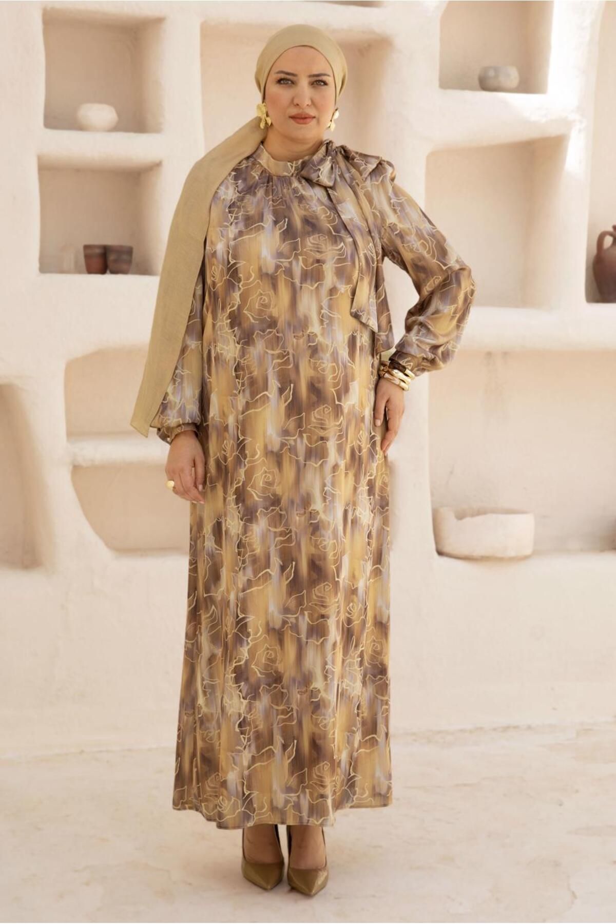 Alvina DESENLİ SATEN ELBİSE 20725