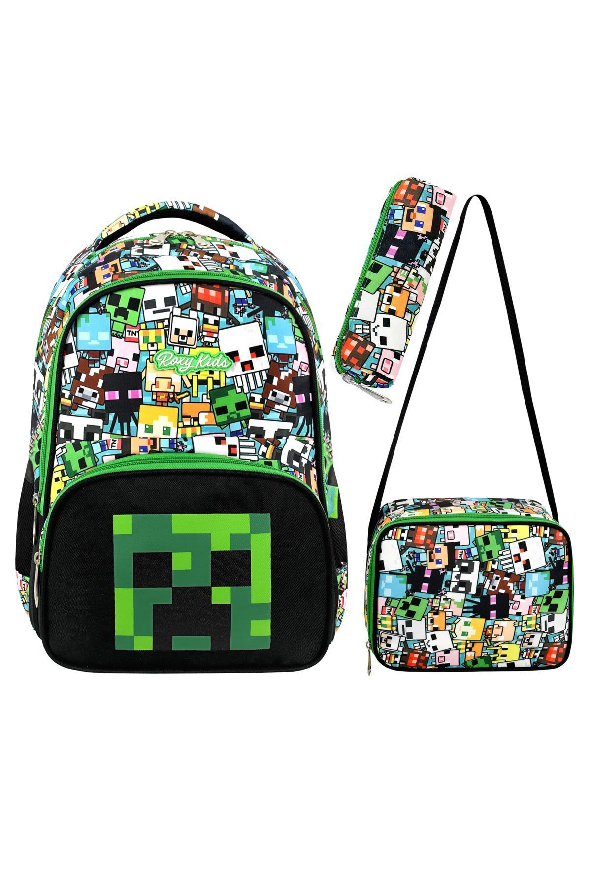 QL ACCESSORY Mıne Creeper Lisanslı Termal Beslenmeli İlk Okul Çantası seti