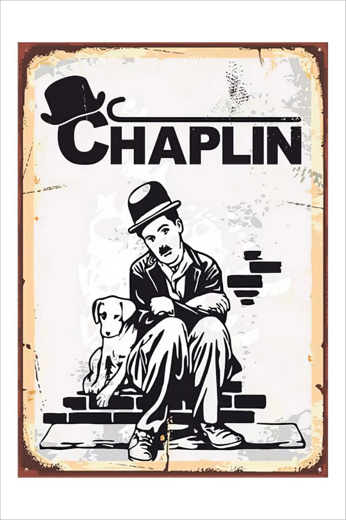 Yeni Yıldız Reklam RETRO CHARLİE CHAPLİN 20X30 VİNTAGE TABLO