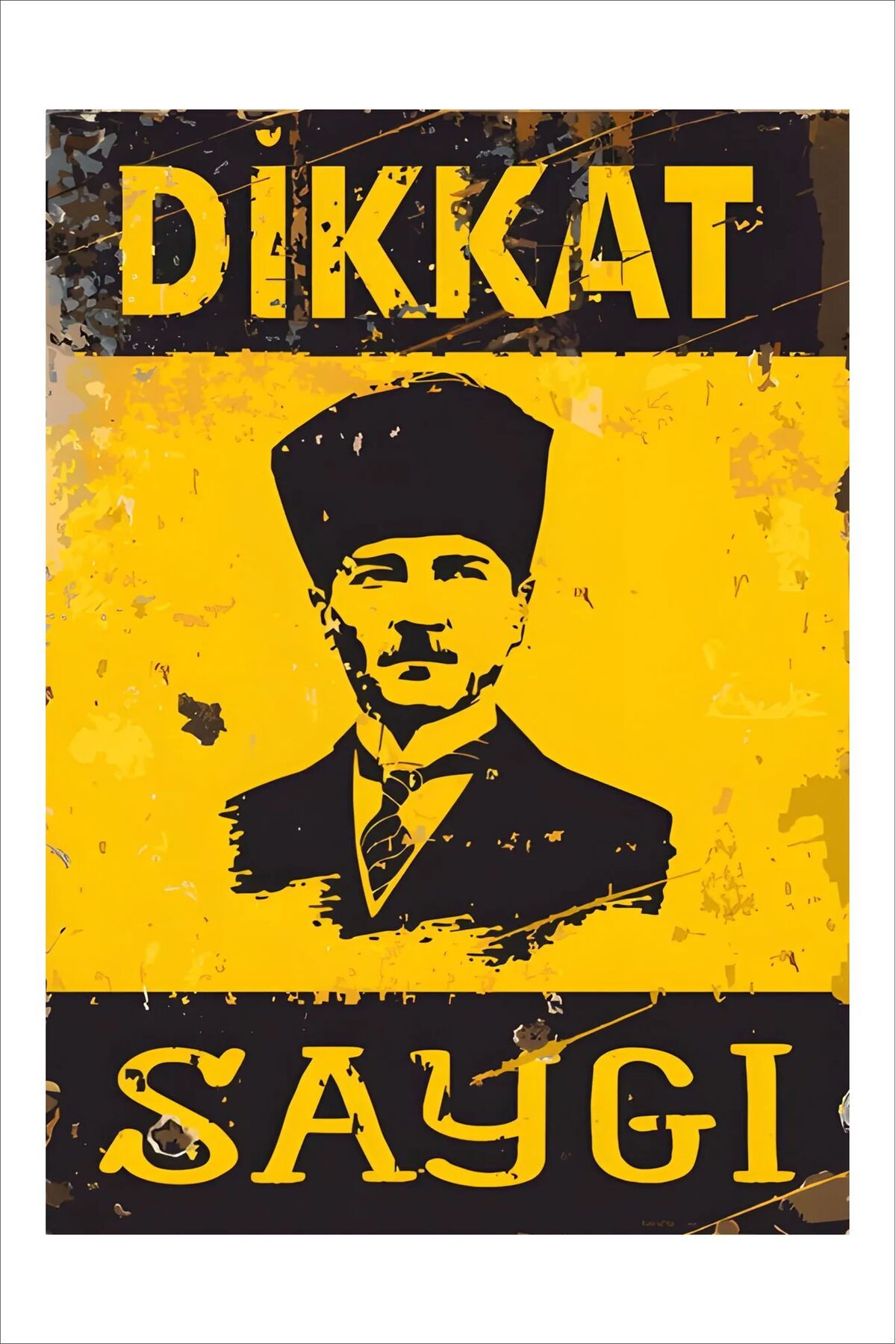 Yeni Yıldız Reklam RETRO ATATÜRK SAYGI ANLAMLI DUVAR YAZILARI SÖZLERİ 20X30 VİNTAGE TABLO