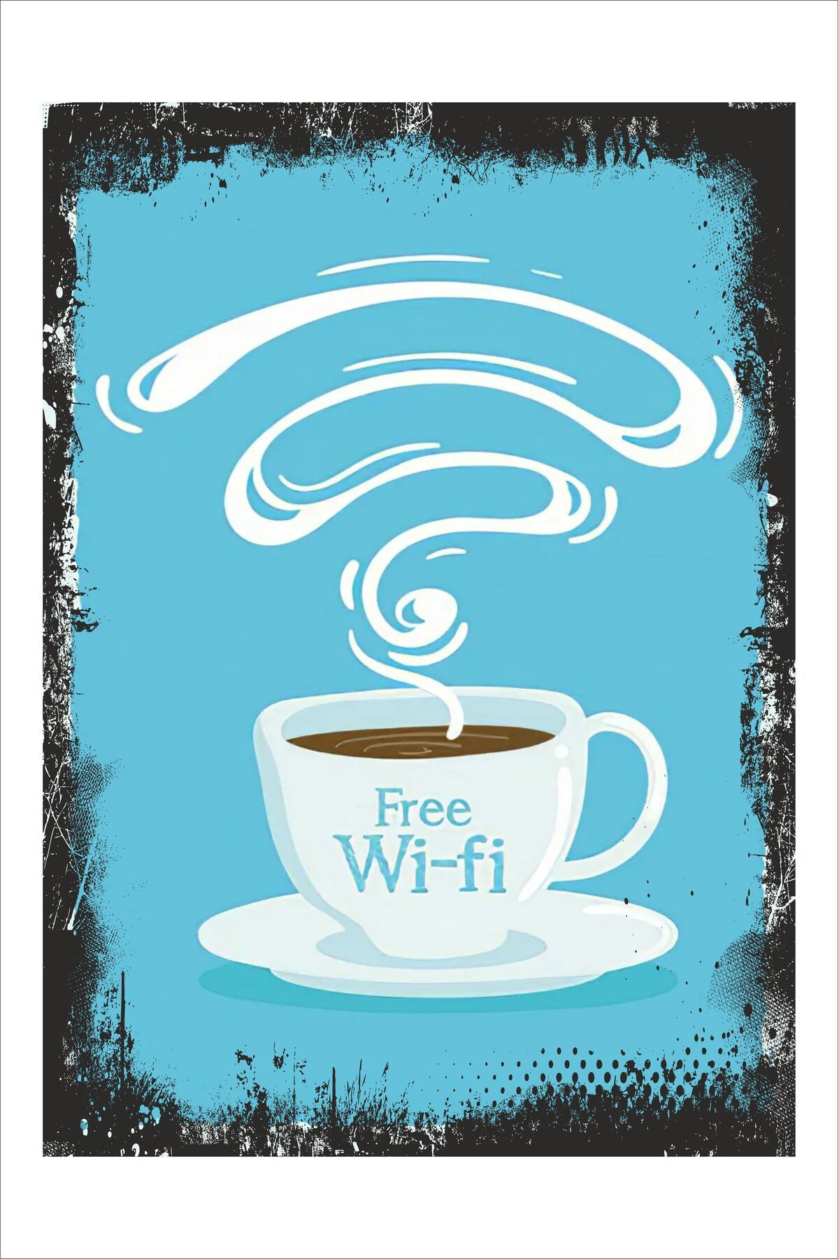 Yeni Yıldız Reklam RETRO FREE WİFİ COFFEE VİNTAGE 20X30 TABLO