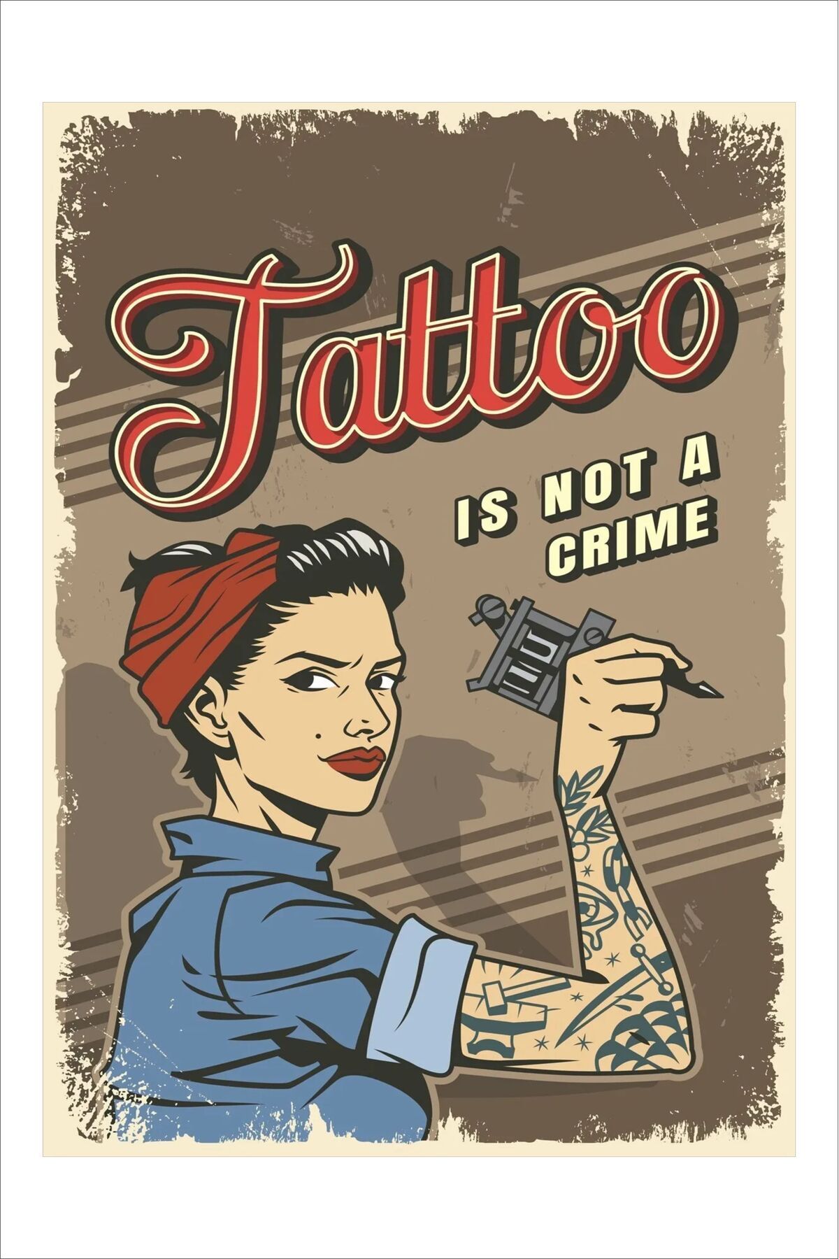 Yeni Yıldız Reklam RETRO TATTOO İS NOT A CRIME VİNTAGE 20X30 TABLO