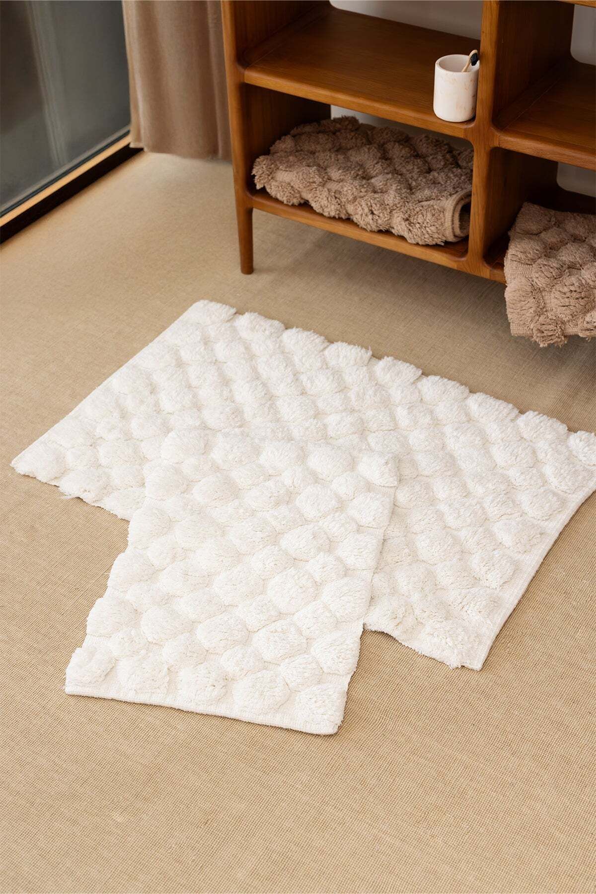 İrya Mellow 2’li Takım Banyo Paspası %100 Pamuk 40x60 + 60x90 Ekru