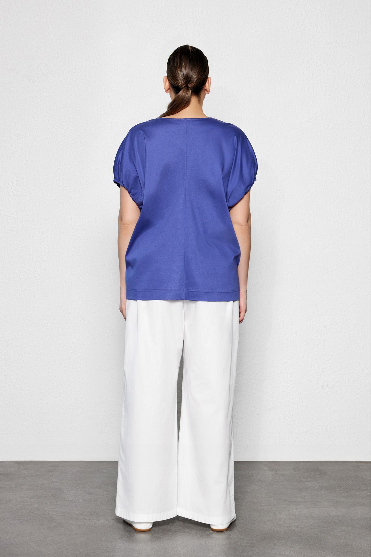 LUOKK-Anko Sleeve Gathered Plus Size Blouse Purple 3