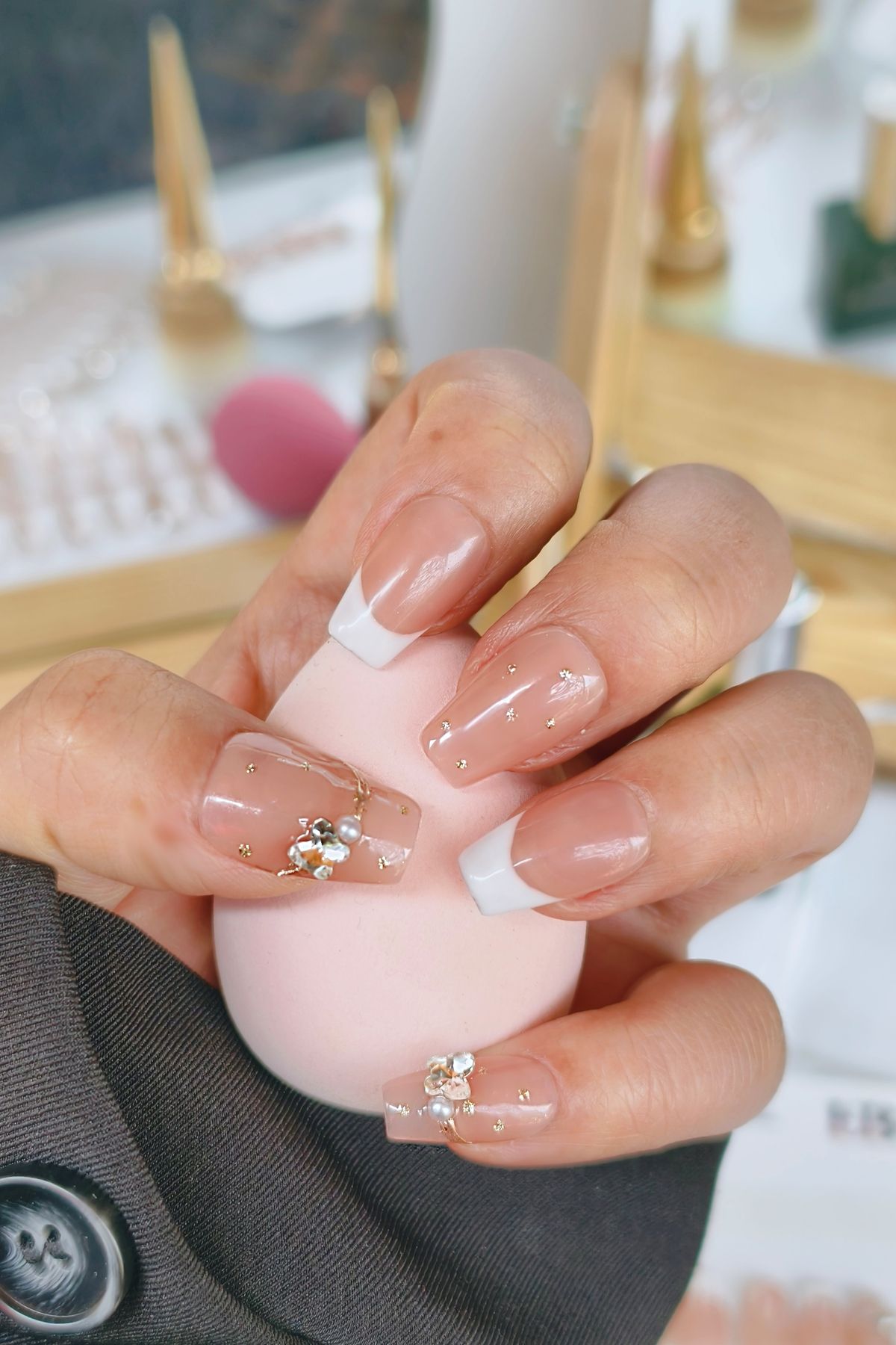 Easy Beauty Naturel French SMALL Beden Protez Tırnak 10 Adet El Yapımı Takma Tırnak Seti