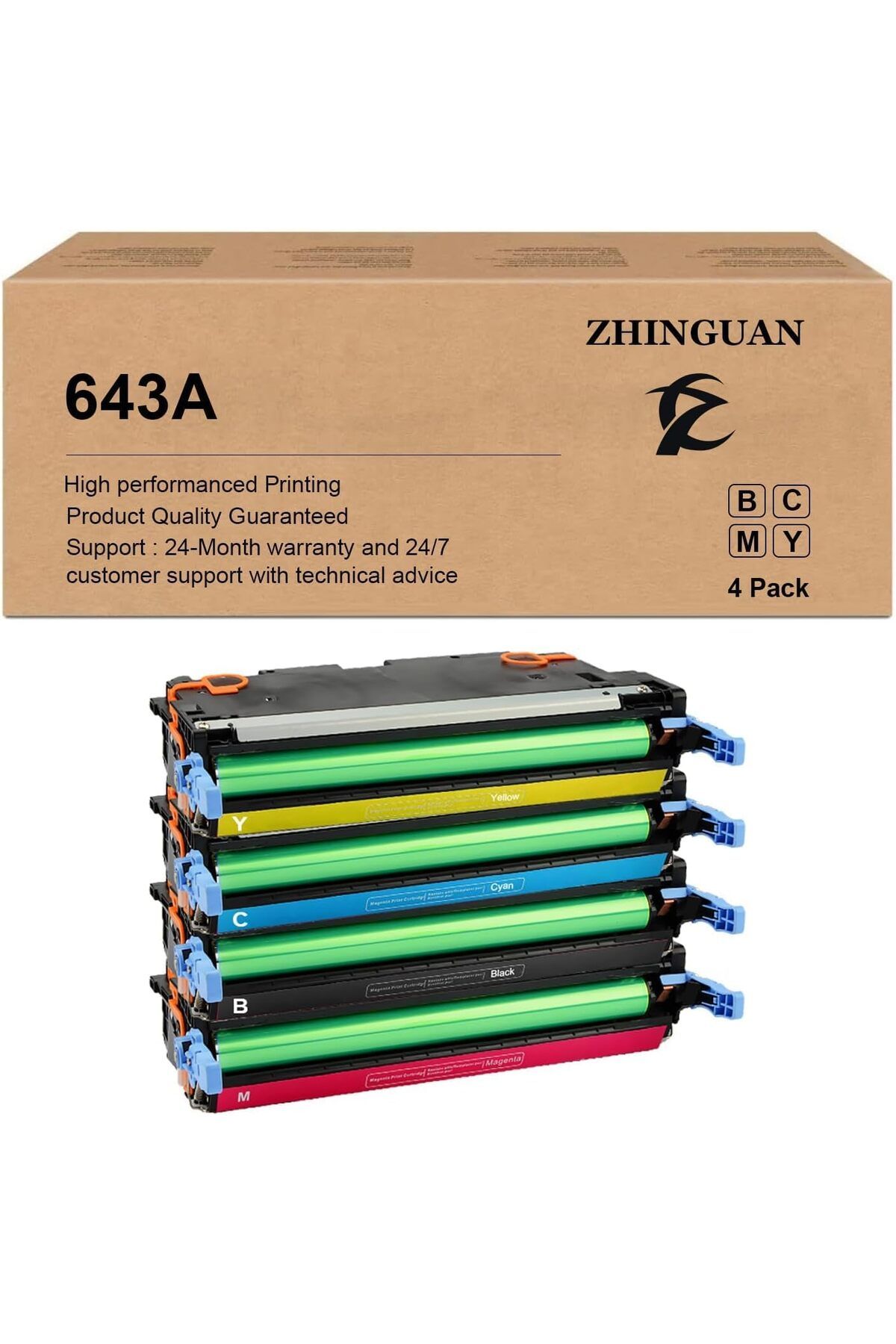 HP 643A Q5950A Q5951A Q5953A Q5952A Toner Cartridge Works for Color 4700 4700dn 4700dtn 4700n