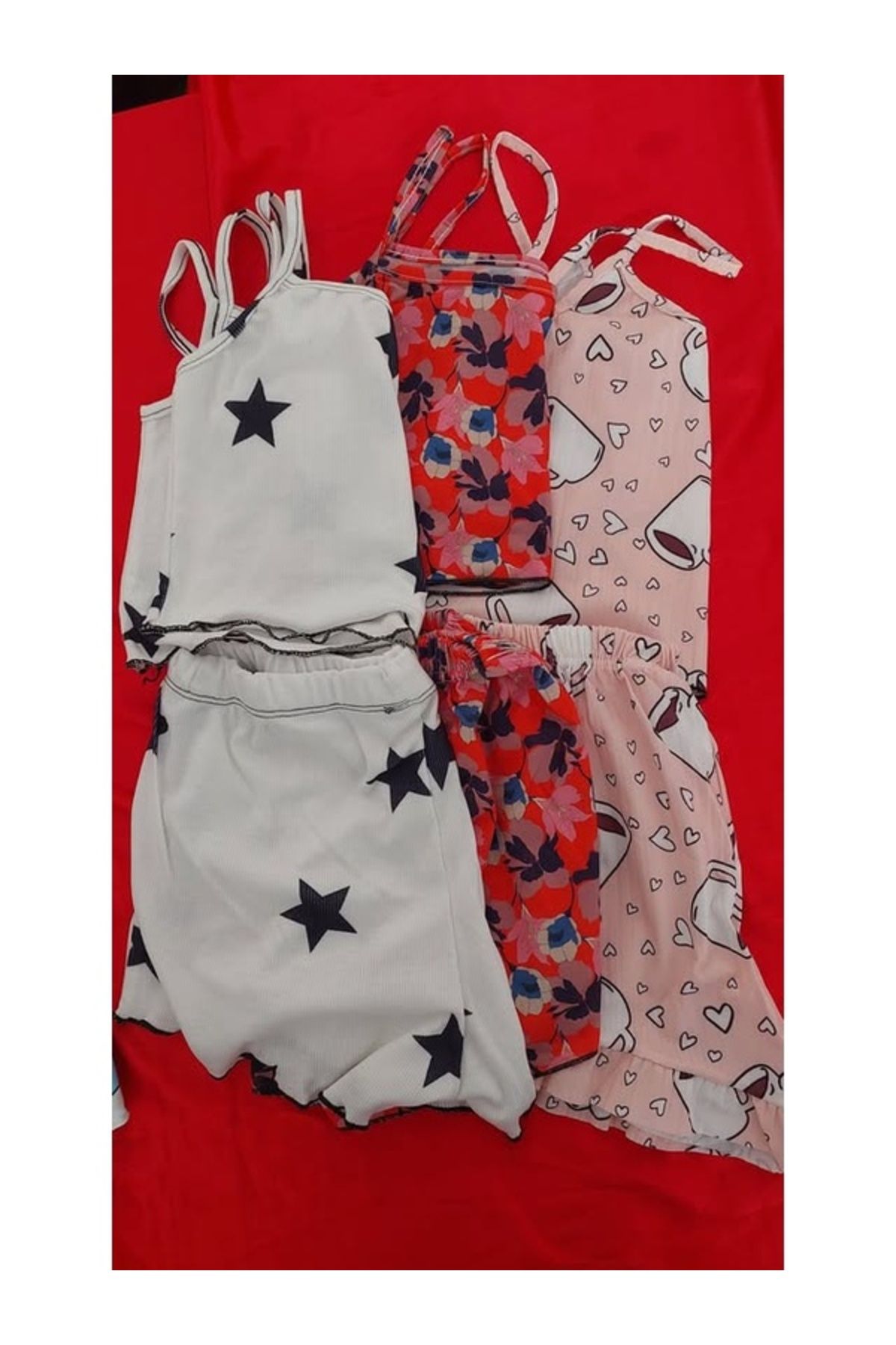 PEMBİŞ HOMEWEAR 3 lü ASKILI ŞORT TAKIMI Kod ups15