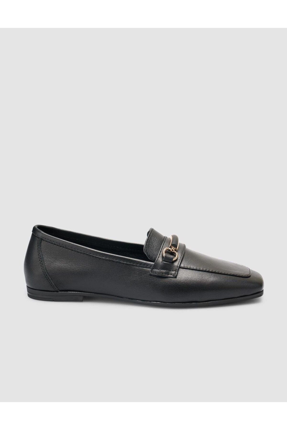 Cabani %100 Hakiki Deri Siyah Kadın Loafer