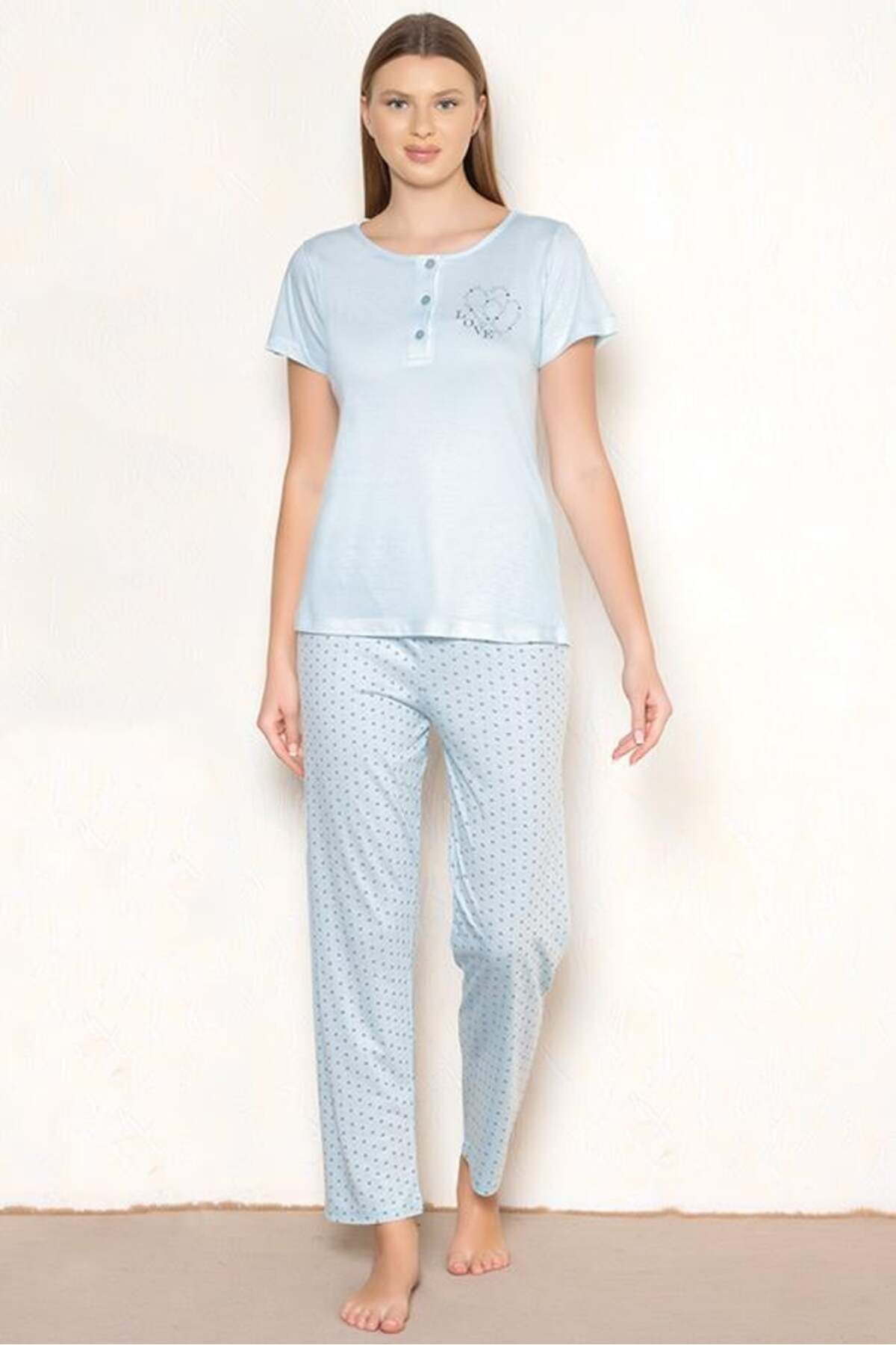 Alperi KISA KOL MEVSİMLİK PİJAMA TAKIMI VİSKON ALPERİ 780-22