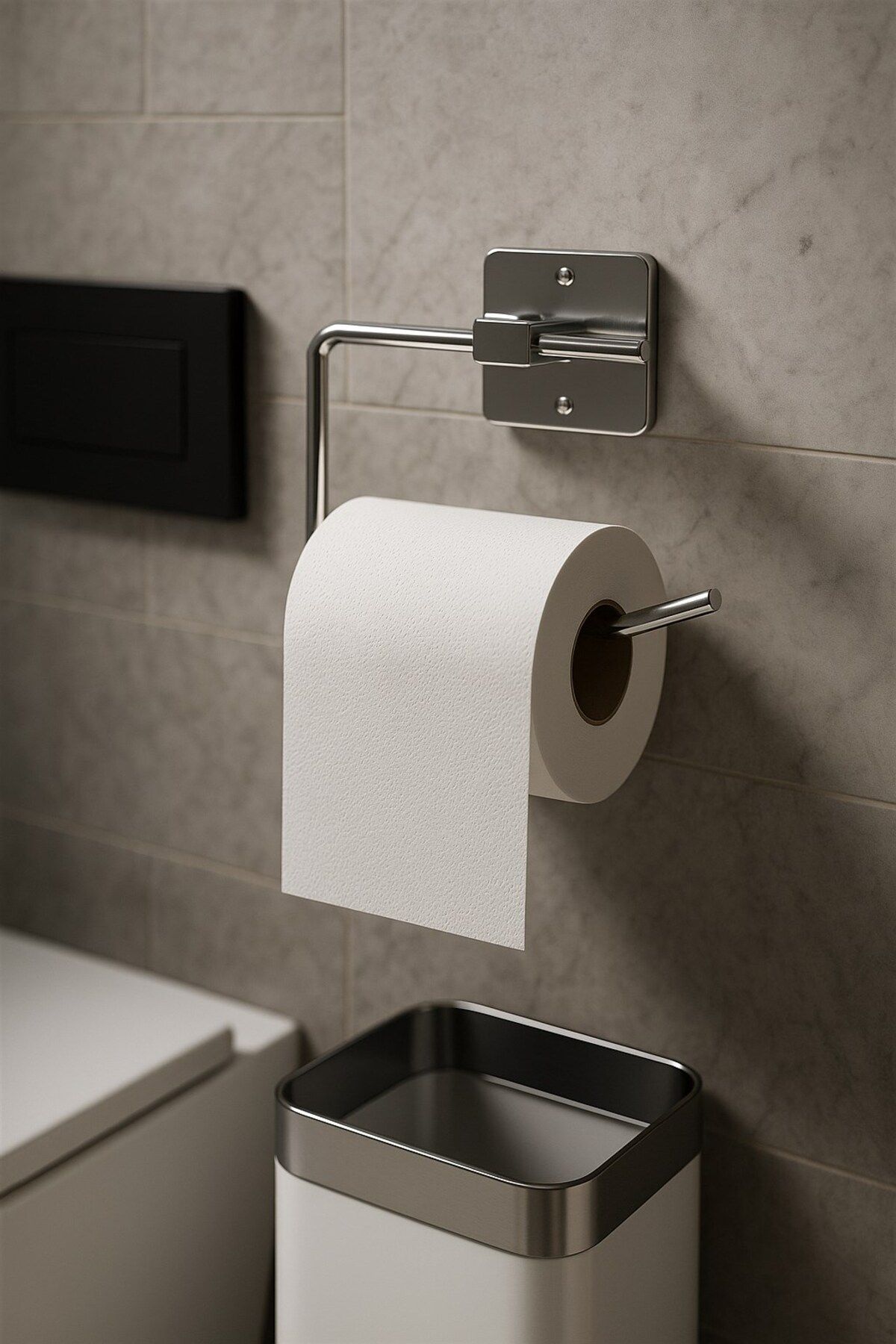 Sas Haus Yapışkanlı Krom WC Kağıtlık / Tuvalet Kağıtlık – Deliksiz Montaj, Ergonomik Tasarım