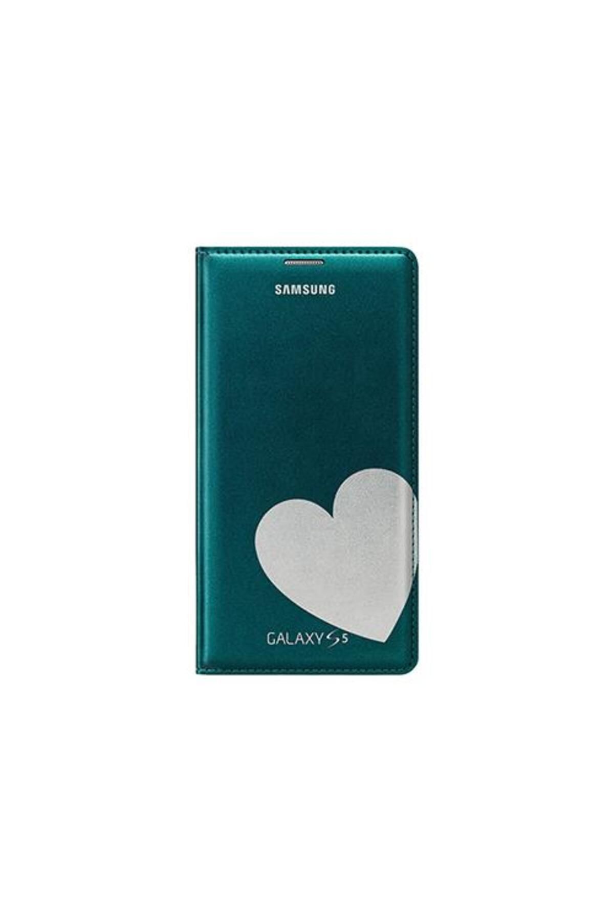 Samsung Galaxy S5 ile Uyumlu Moschino Flip Wallet Kılıf Mavi-Gümüş Kalp EF-WG900RGEGWW