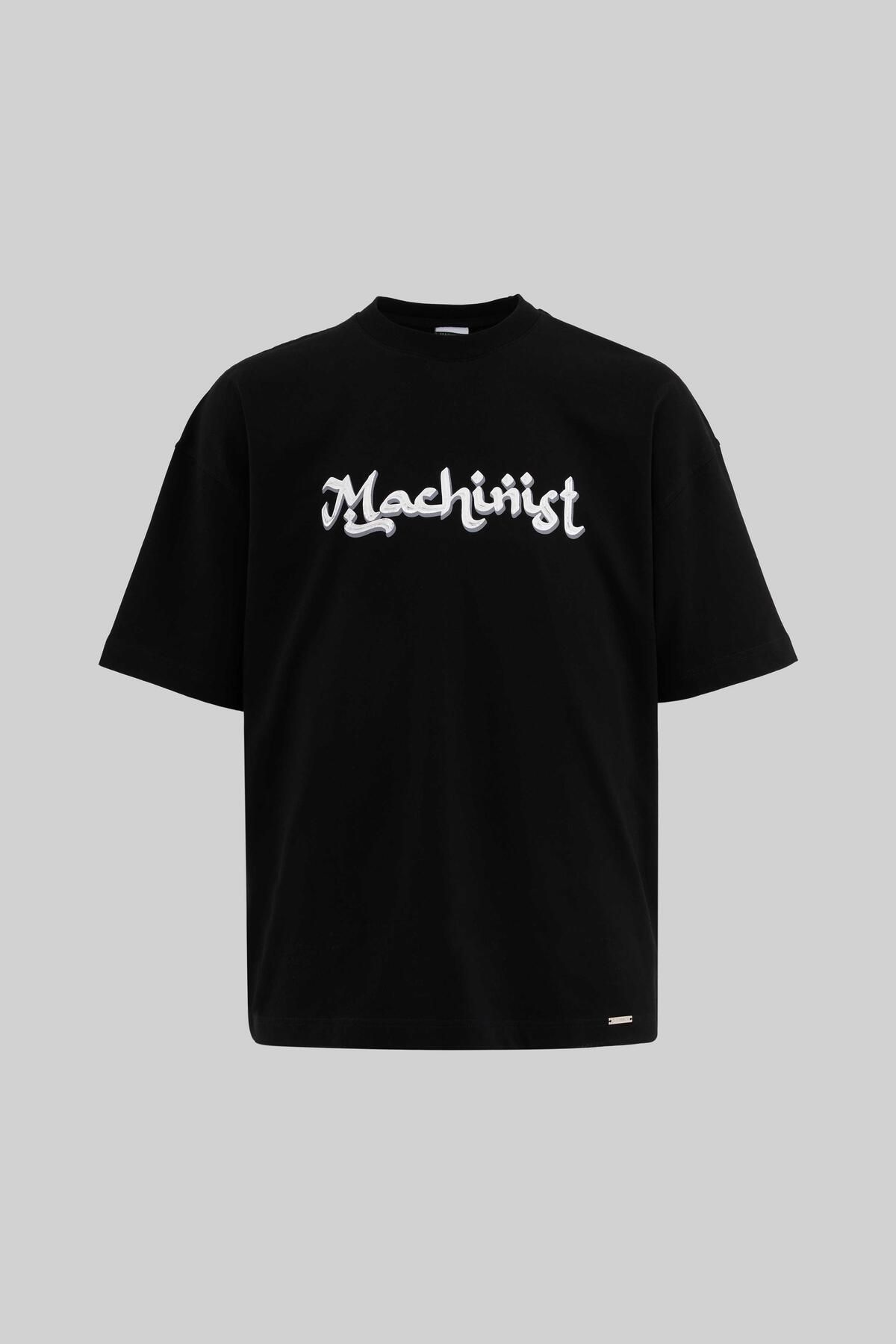 Machinist Erkek Mud Technical Printed Oversize Siyah Tişört