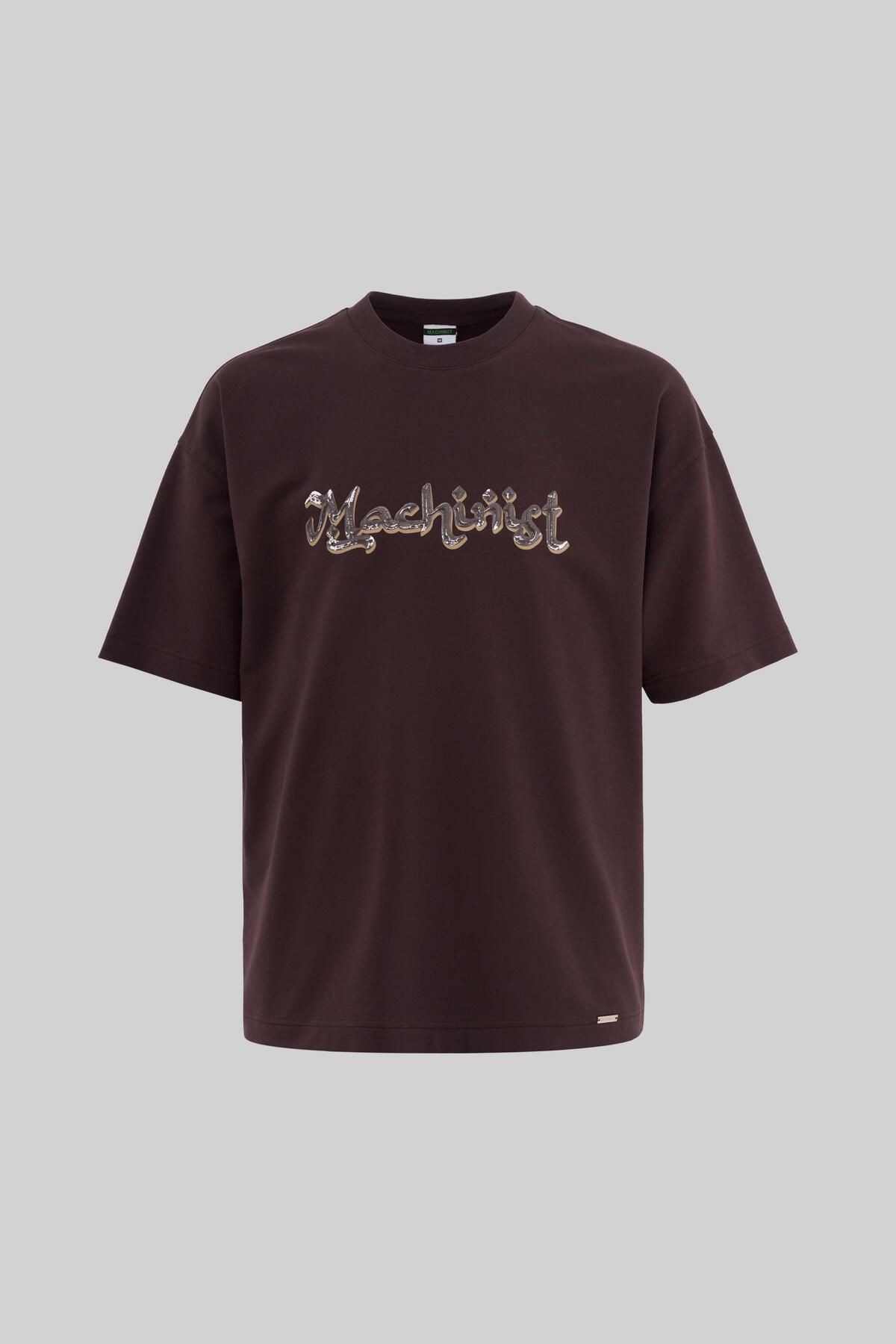 Machinist Erkek Mud Technical Printed Oversize Kahverengie Tişört