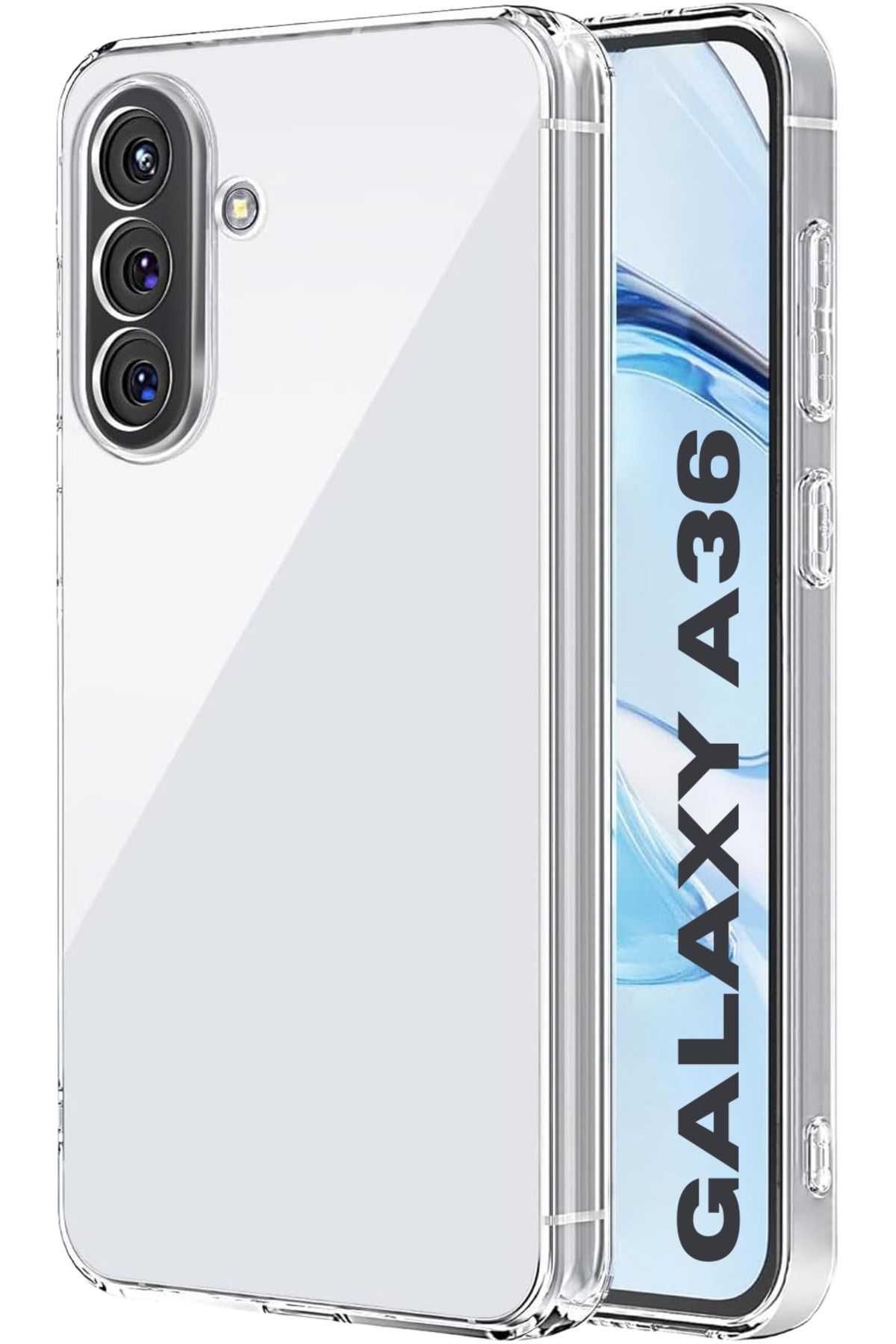 EVAX (LUX ŞEFFAF) Samsung Galaxy A36 Şeffaf Kamera Yeri Korumalı Silikon Kılıf