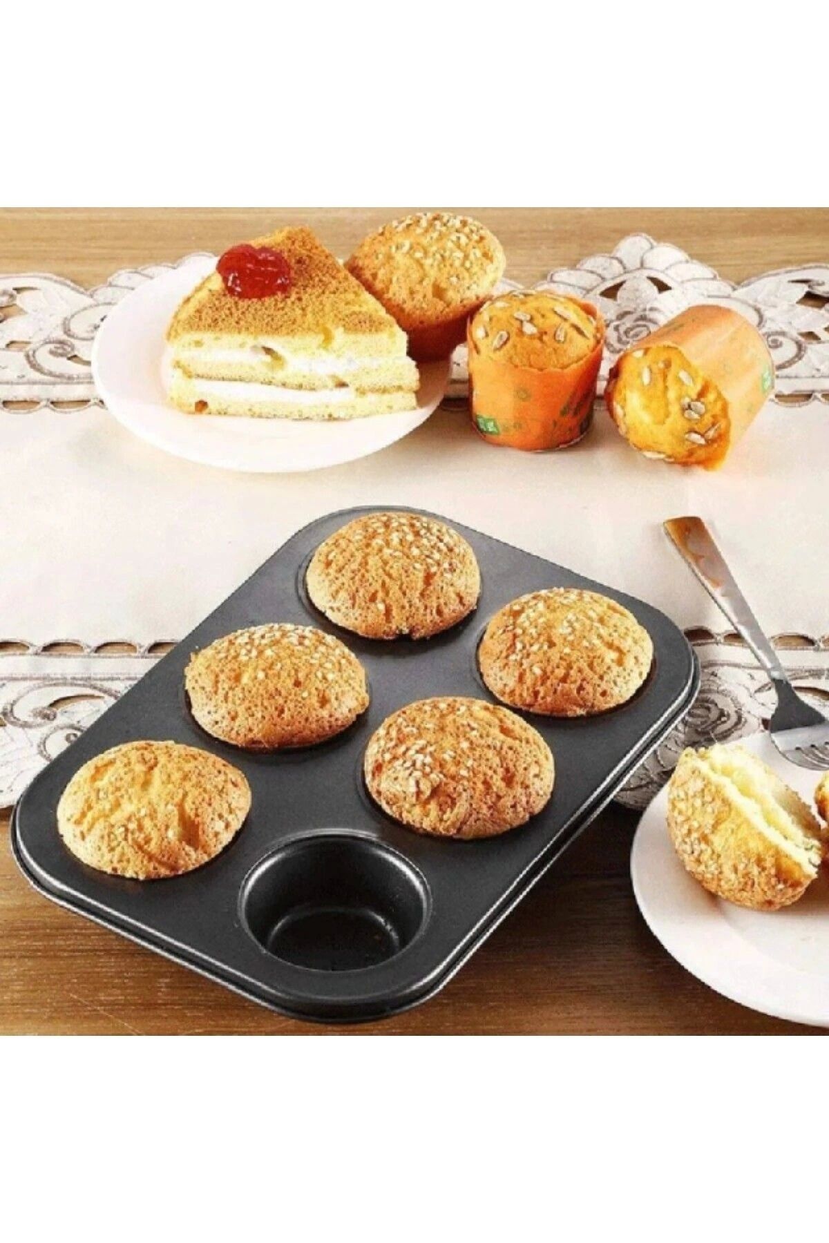 Seyrangah 6’lı Muffin Kek Kalıbı – Dayanıklı, Çok Amaçlı Fırın Kalıbı