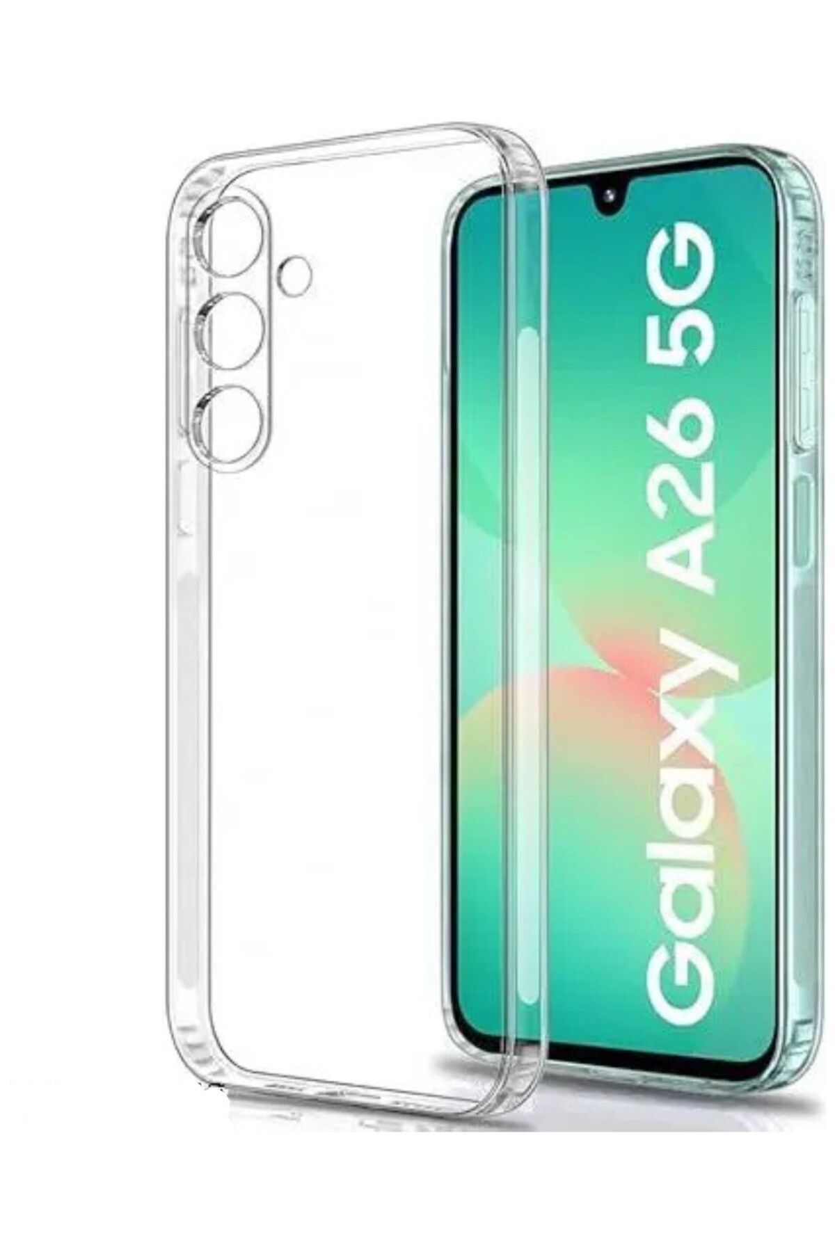 EVAX (TIPALI ŞEFFAF) Samsung Galaxy A26 Şeffaf Silikon Kılıf / Kamera Yeri Korumalı / Şarj Yeri Tıpalı