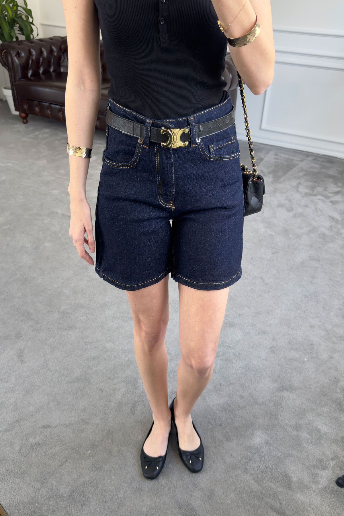 MAGARDE Regular Premium Denim Şort- KOYU LACİVERT