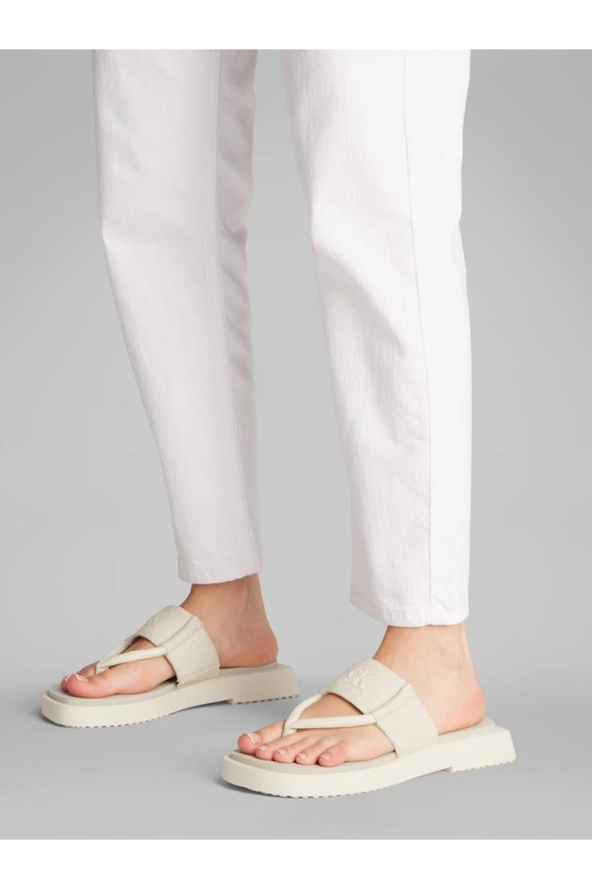 Calvin Klein Kadın SQ LOW WEDGE SANDAL ROPE Terlik