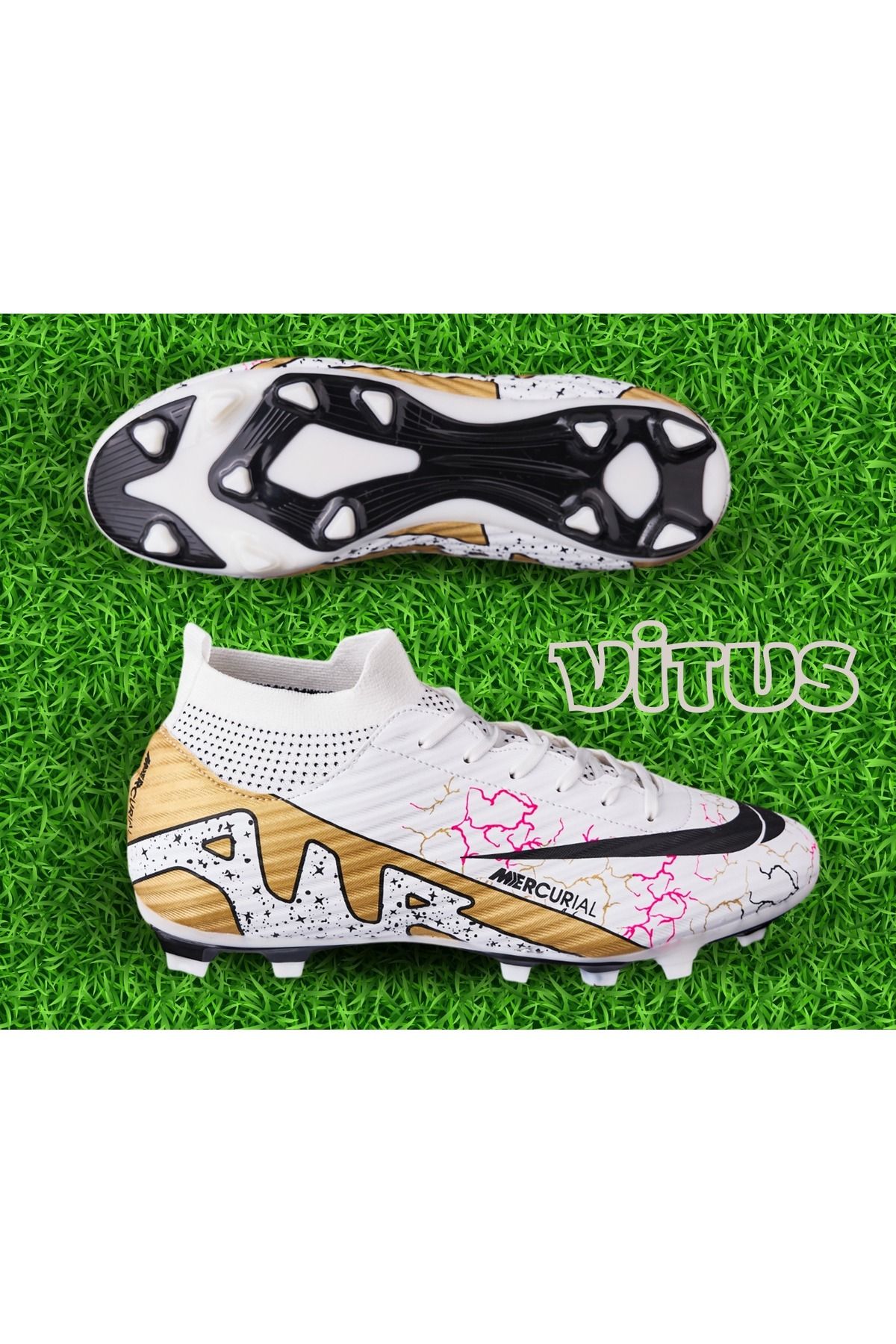 VİTUS Bilekli Çoraplı Krampon Çim Ve Halısaha Yetişkin Çocuk Unisex Futbol Ayakkabısı