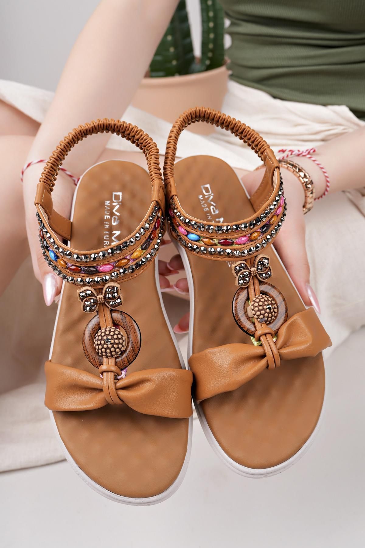 Nesil Shoes Dvm 08 Taba Masaj Tabanlı Kadın Sandalet